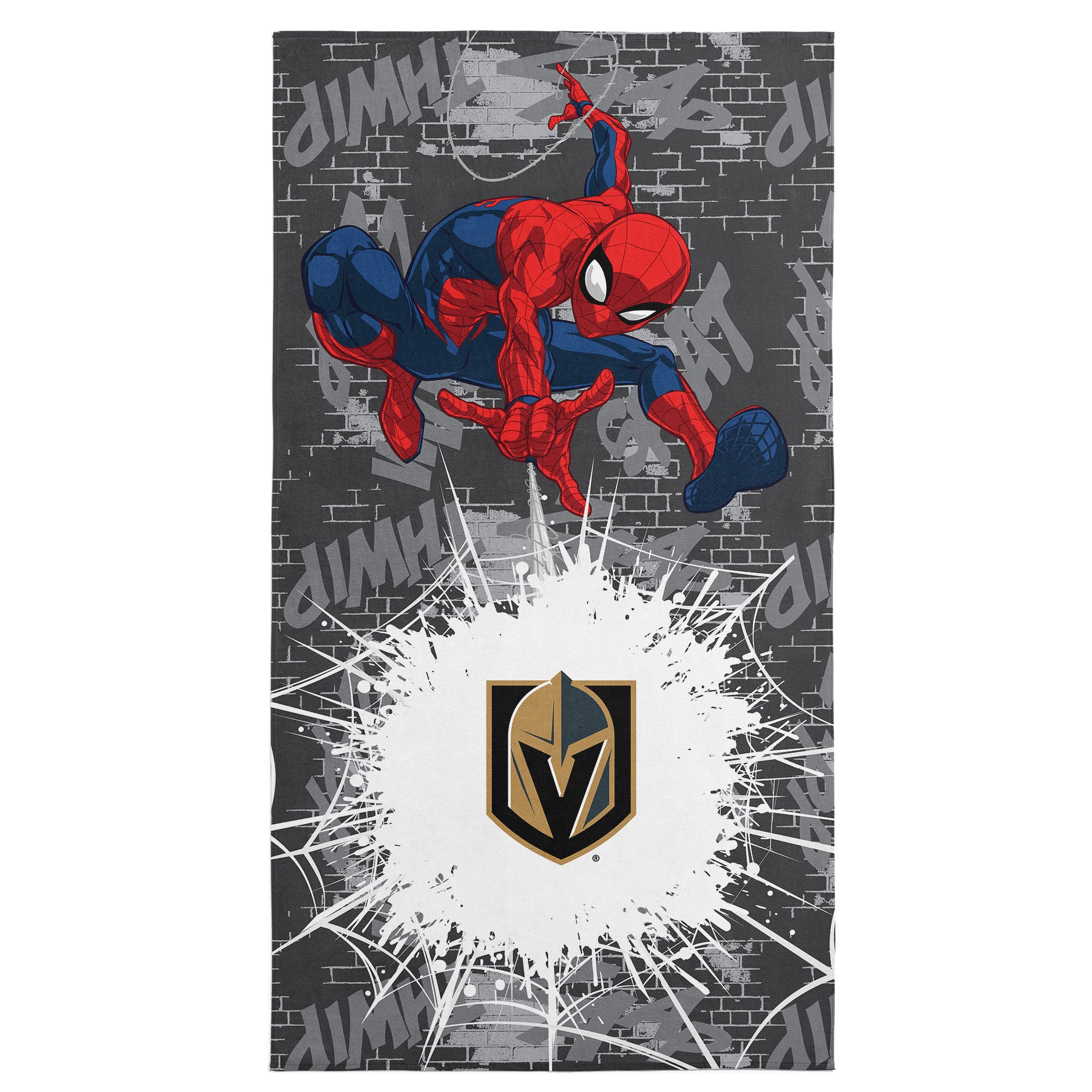 NHL Vegas Golden Knights Marvel Spider Man Web Core Grey Microfiber Beach Towel 30x60 inches