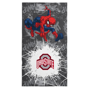 Collegiate Ohio State University Marvel Spider Man Web Core Grey Microfiber Beach Towel 30x60 inches