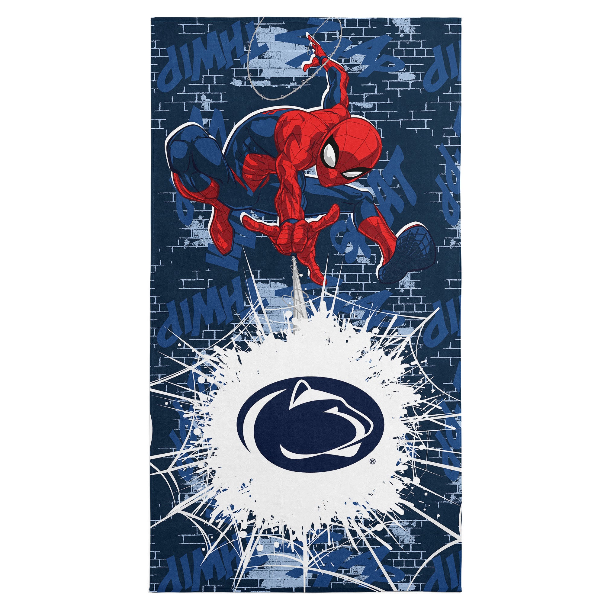 Collegiate Penn State University Marvel Spider Man Web Core Navy Microfiber Beach Towel 30x60 inches