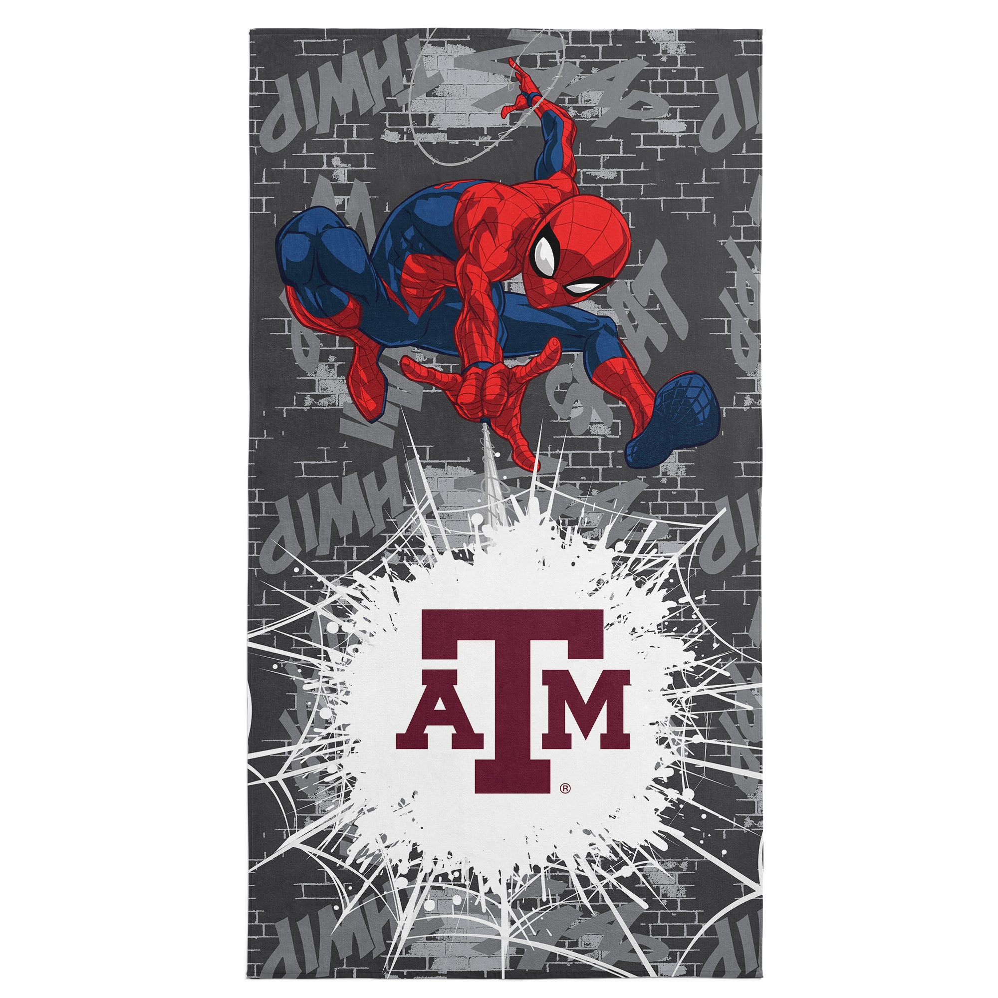 Collegiate Texas A&M University Marvel Spider Man Web Core Grey Microfiber Beach Towel 30x60 inches