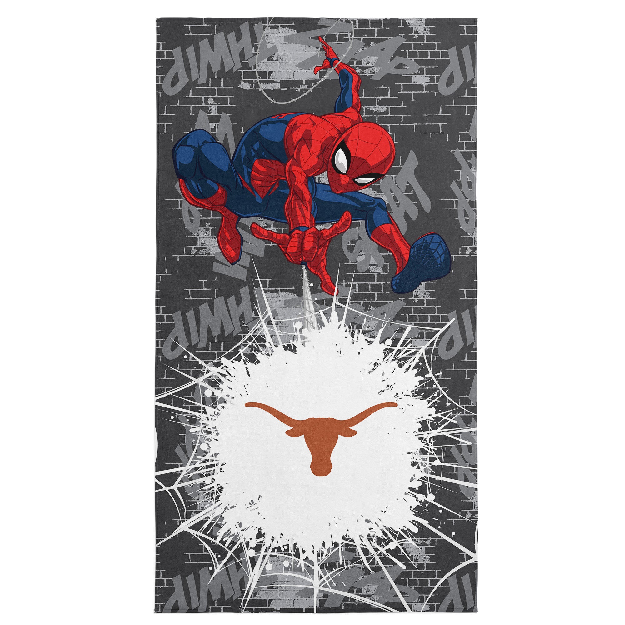 Collegiate University of Texas Marvel Spider Man Web Core Grey Microfiber Beach Towel 30x60 inches