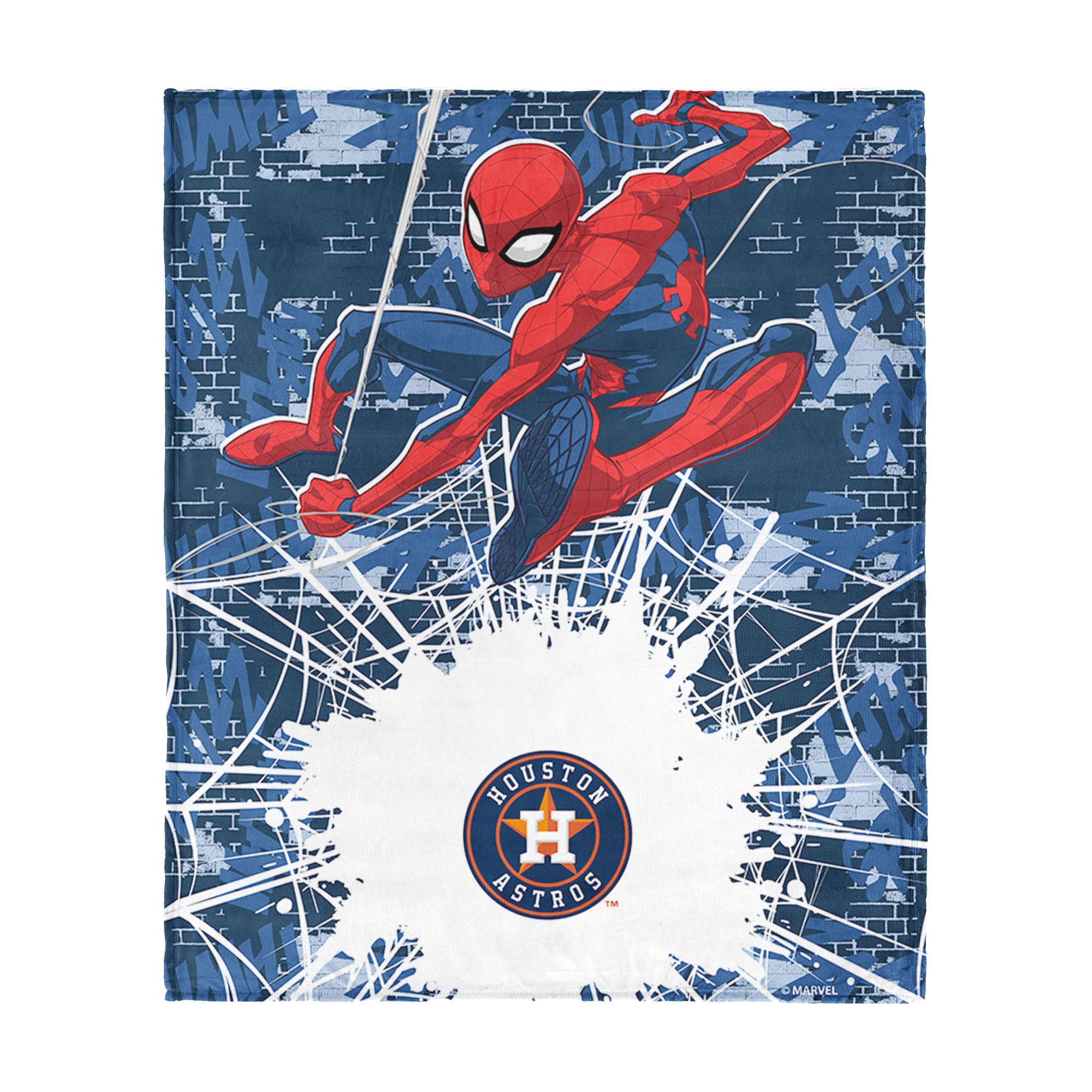 MLB Houston Astros Marvel Spider Man Web Sling Navy Silk Touch Throw Blanket 46x60 inches