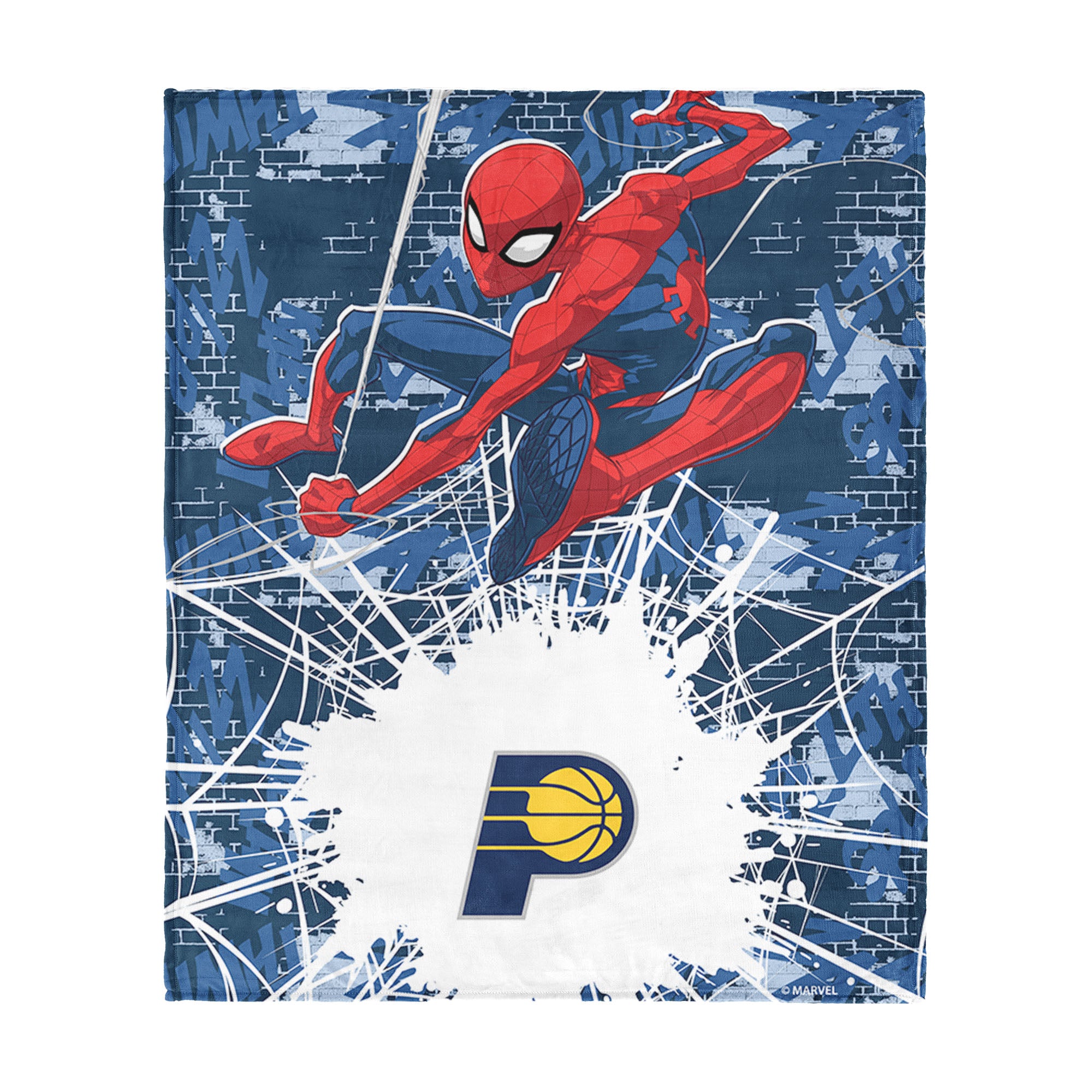 NBA Indiana Pacers Marvel Spider Man Web Sling Navy Silk Touch Throw Blanket 46x60 inches