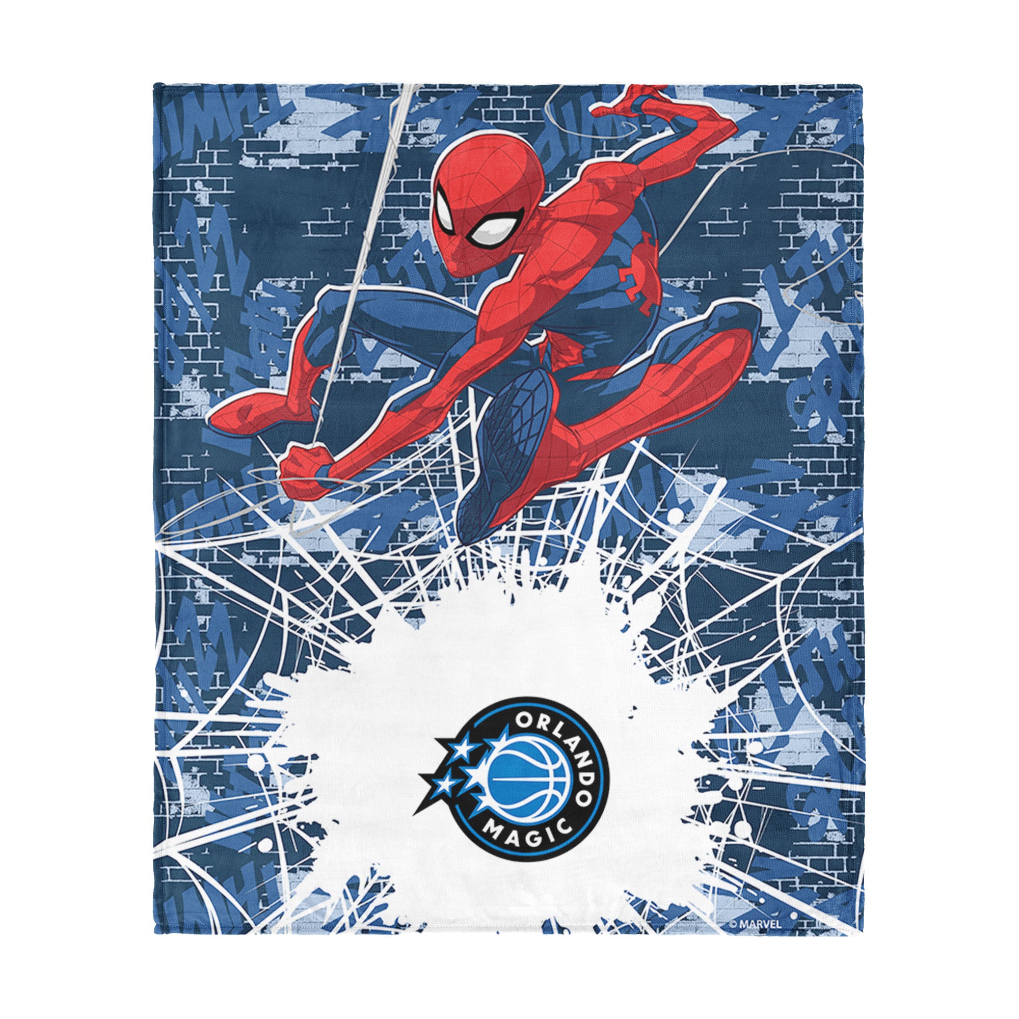 NBA Orlando Magic Marvel Spider Man Web Sling Navy Silk Touch Throw Blanket 46x60 inches
