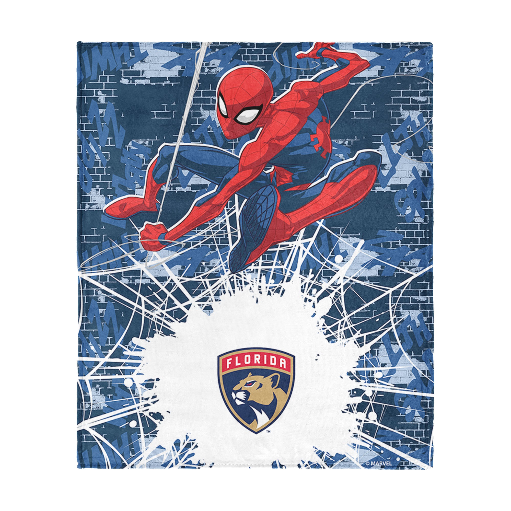 NHL Florida Panthers Marvel Spider Man Web Sling Navy Silk Touch Throw Blanket 46x60 inches