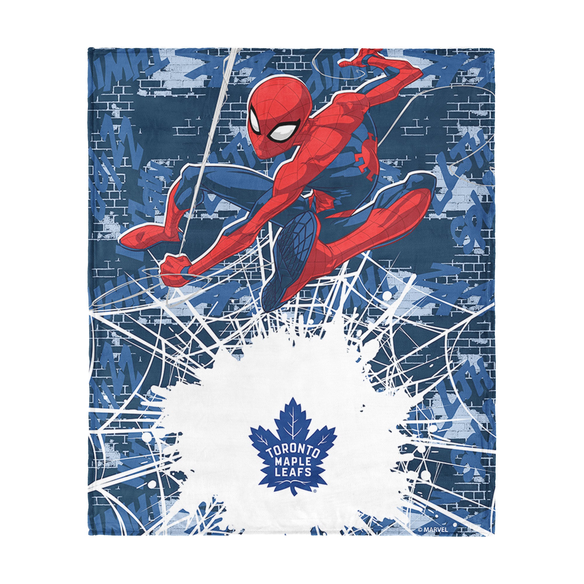NHL Toronto Maple Leafs Marvel Spider Man Web Sling Navy Silk Touch Throw Blanket 46x60 inches
