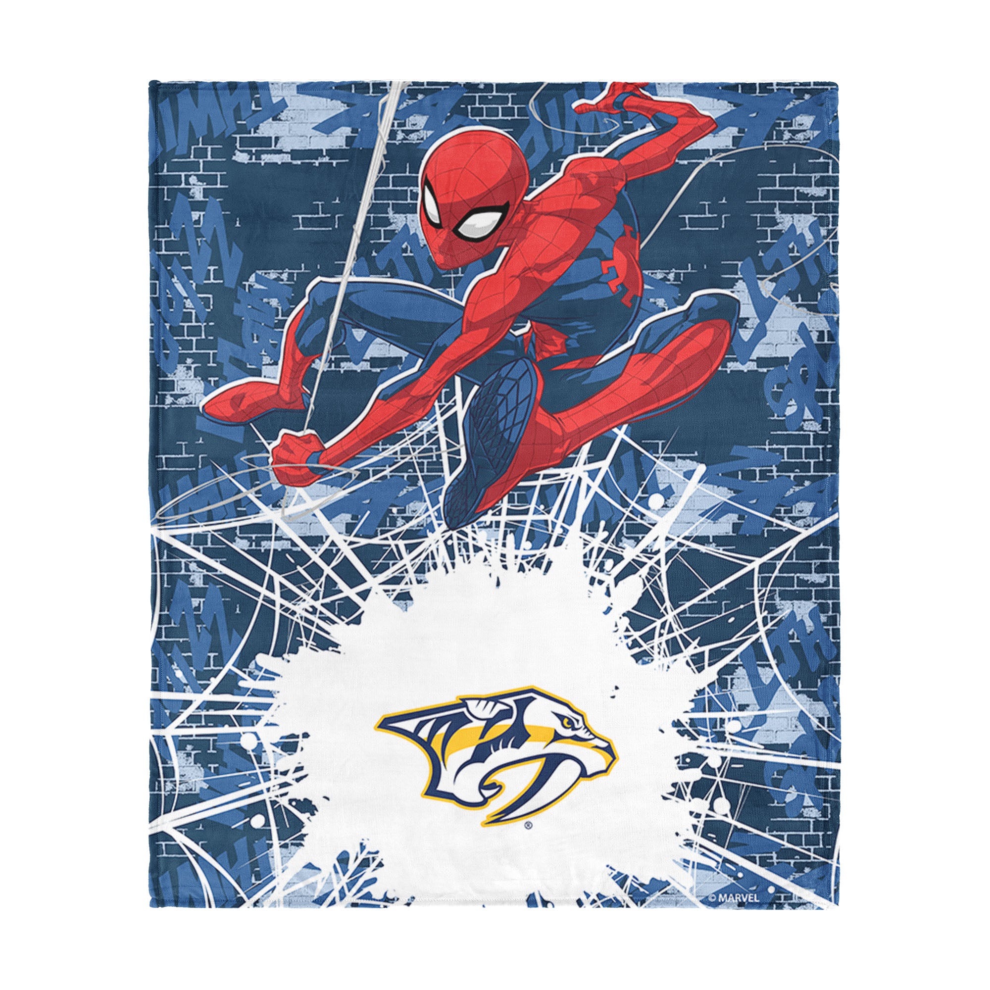 NHL Nashville Predators Marvel Spider Man Web Sling Navy Silk Touch Throw Blanket 46x60 inches