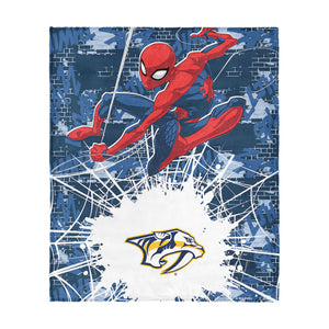 NHL Nashville Predators Marvel Spider Man Web Sling Navy Silk Touch Throw Blanket 46x60 inches