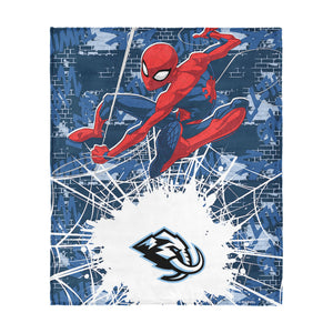 NHL Utah Mammoth Marvel Spider Man Web Sling Navy Silk Touch Throw Blanket 46x60 inches