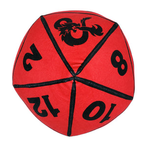 Hasbro Dungeons and Dragons Red D20 Dice Round Cloud Pillow 11 Inches