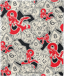 Hasbro Dungeons and Dragons Logo Dice Silk Touch Throw Blanket 50x60 Inches