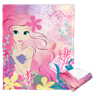 Disney Little Mermaid Watercolor Princess Silk Touch Throw Blanket 50x60 Inches