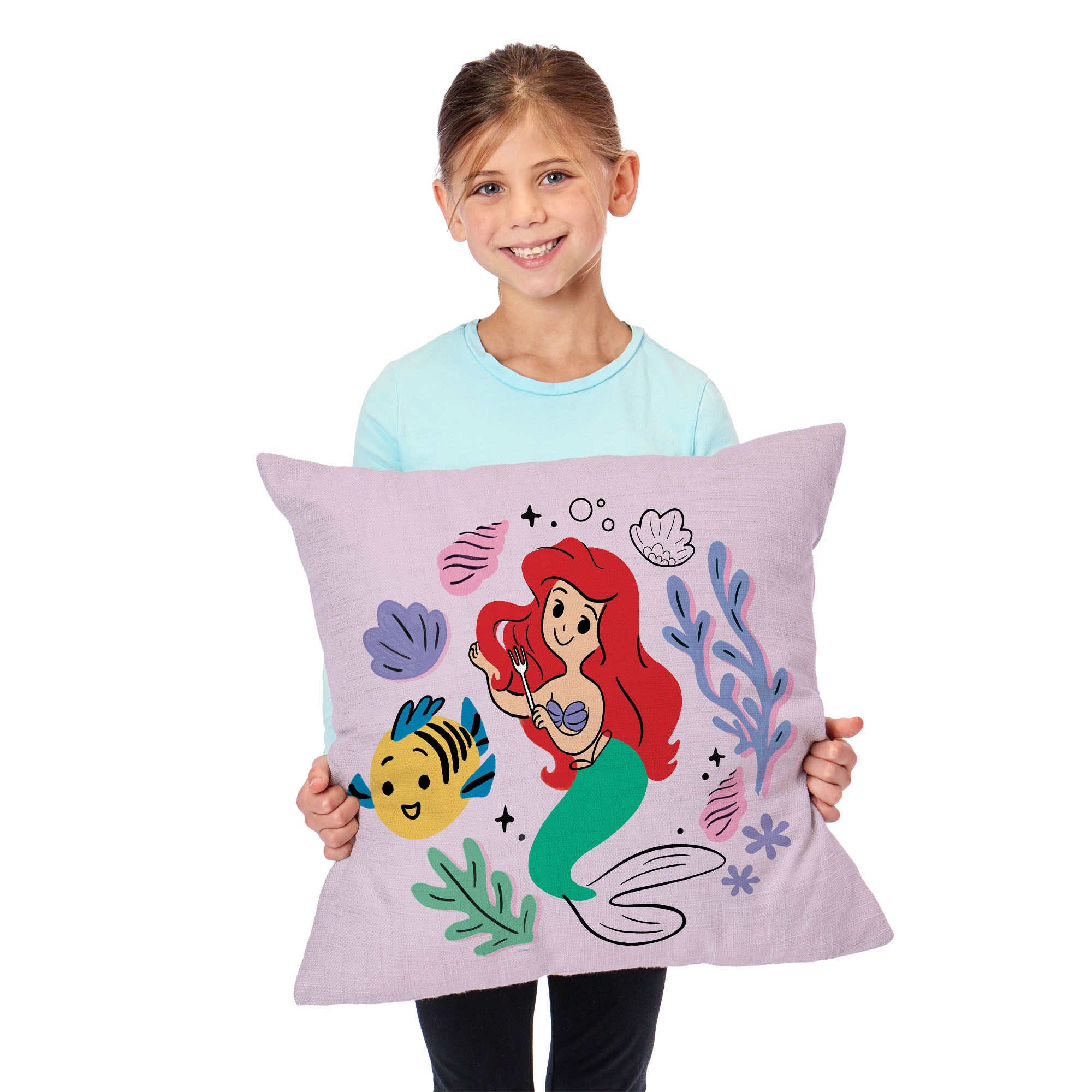 Disney Little Mermaid Doodle Ariel Throw Pillow 18x18 Inches