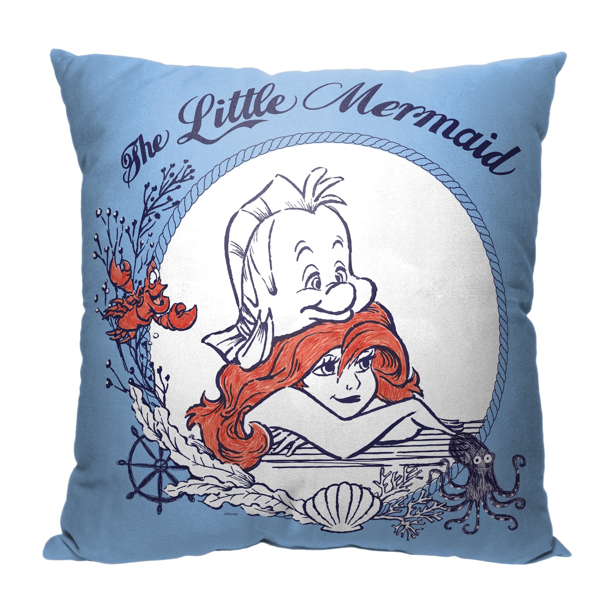 Disney Little Mermaid Nautical Dreams Throw Pillow 18x18 Inches