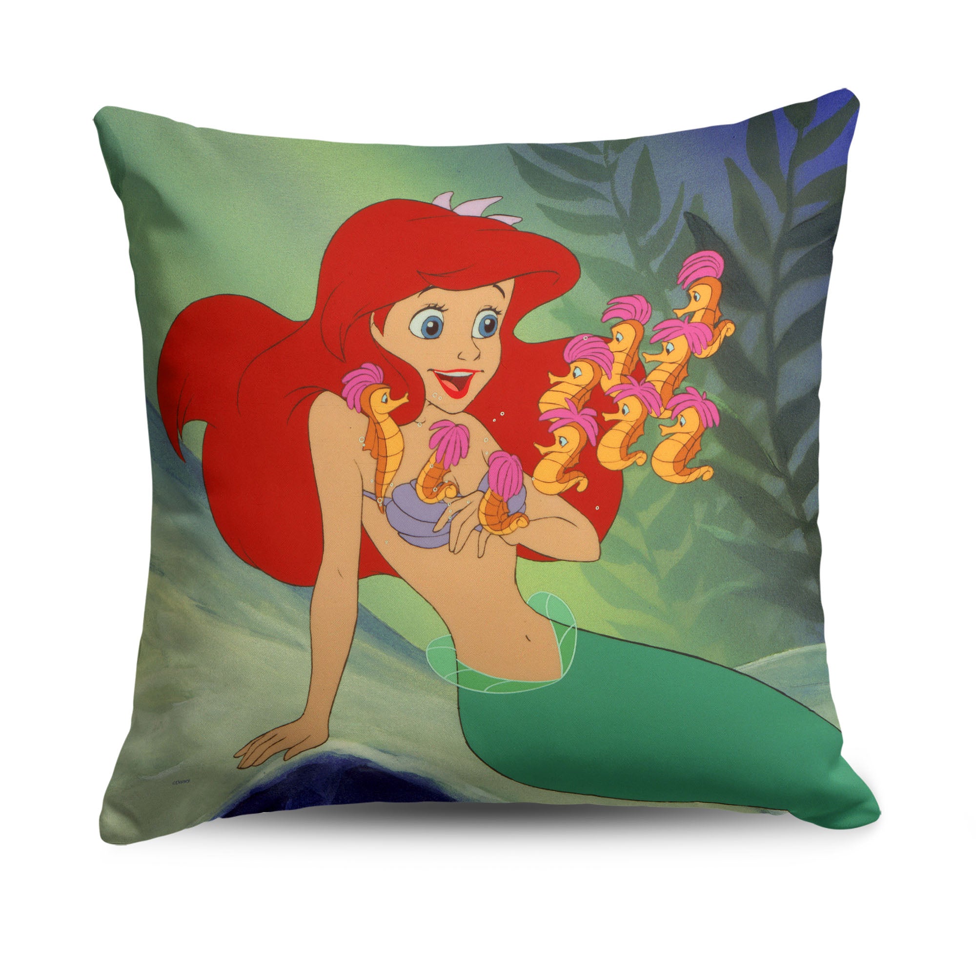 Disney Little Mermaid Seahorse Friends Throw Pillow 18x18 Inches