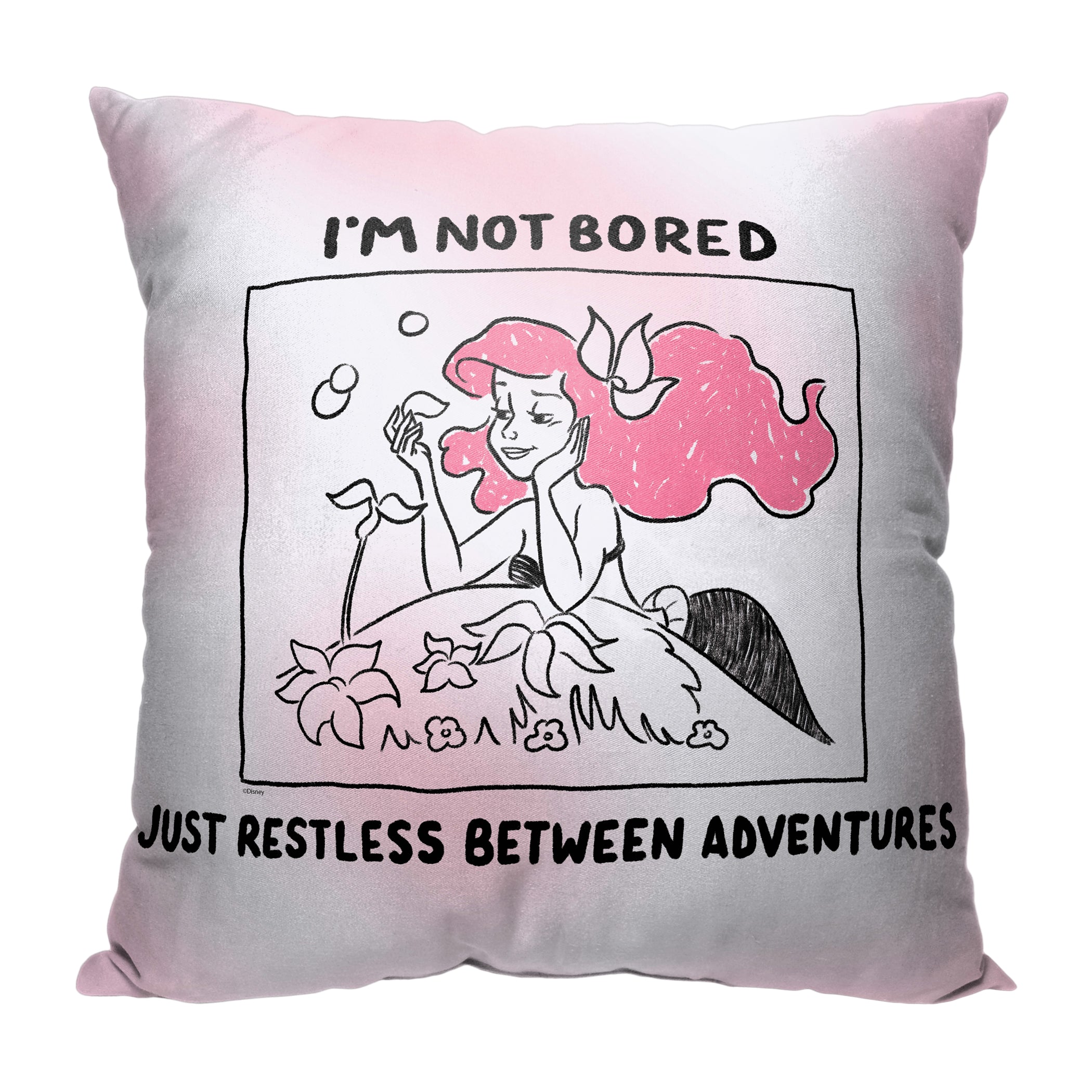 Disney Little Mermaid Restless Between Adventures Throw Pillow 18x18 Inches