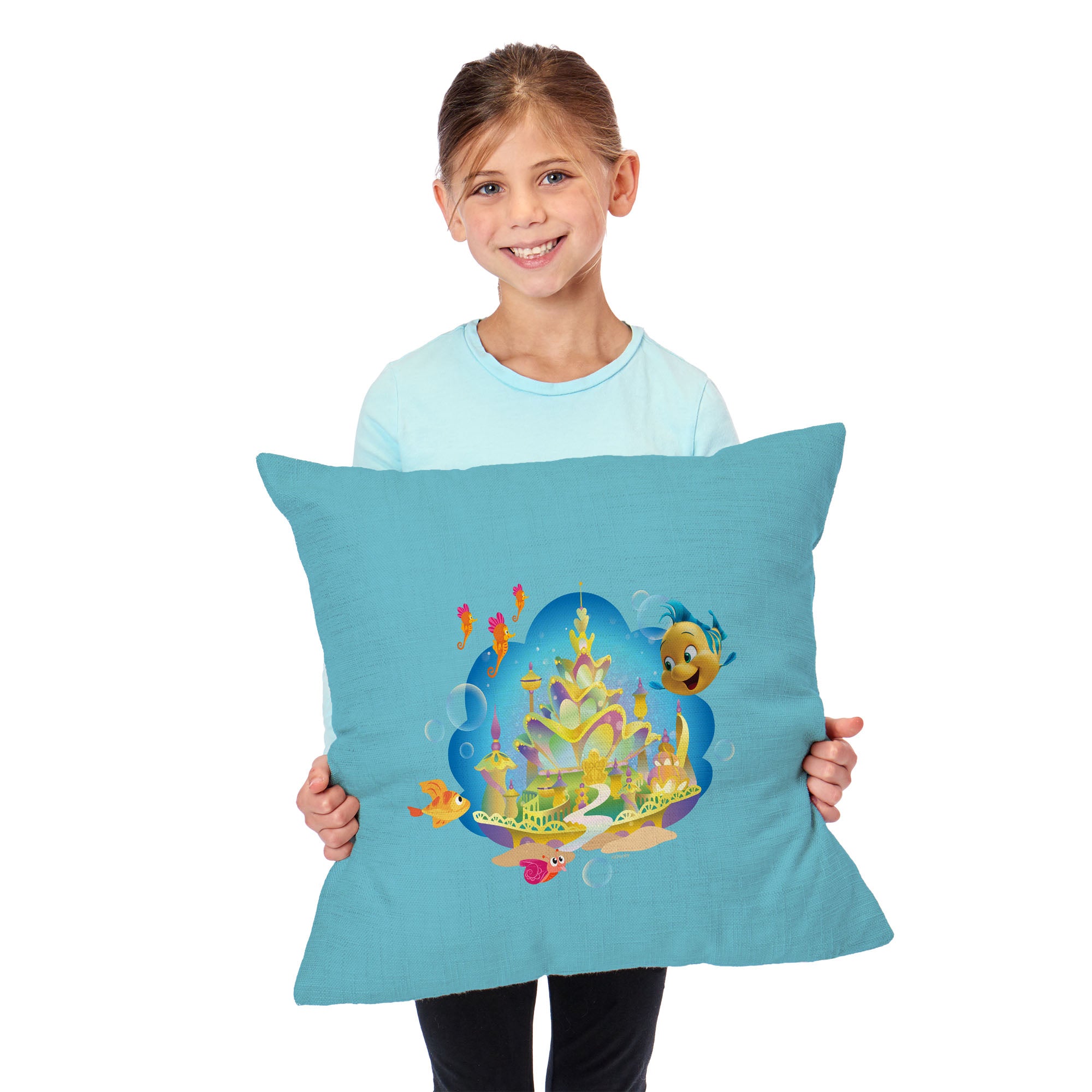 Disney The Little Mermaid Flounders Domain Throw Pillow 18X18 Inches