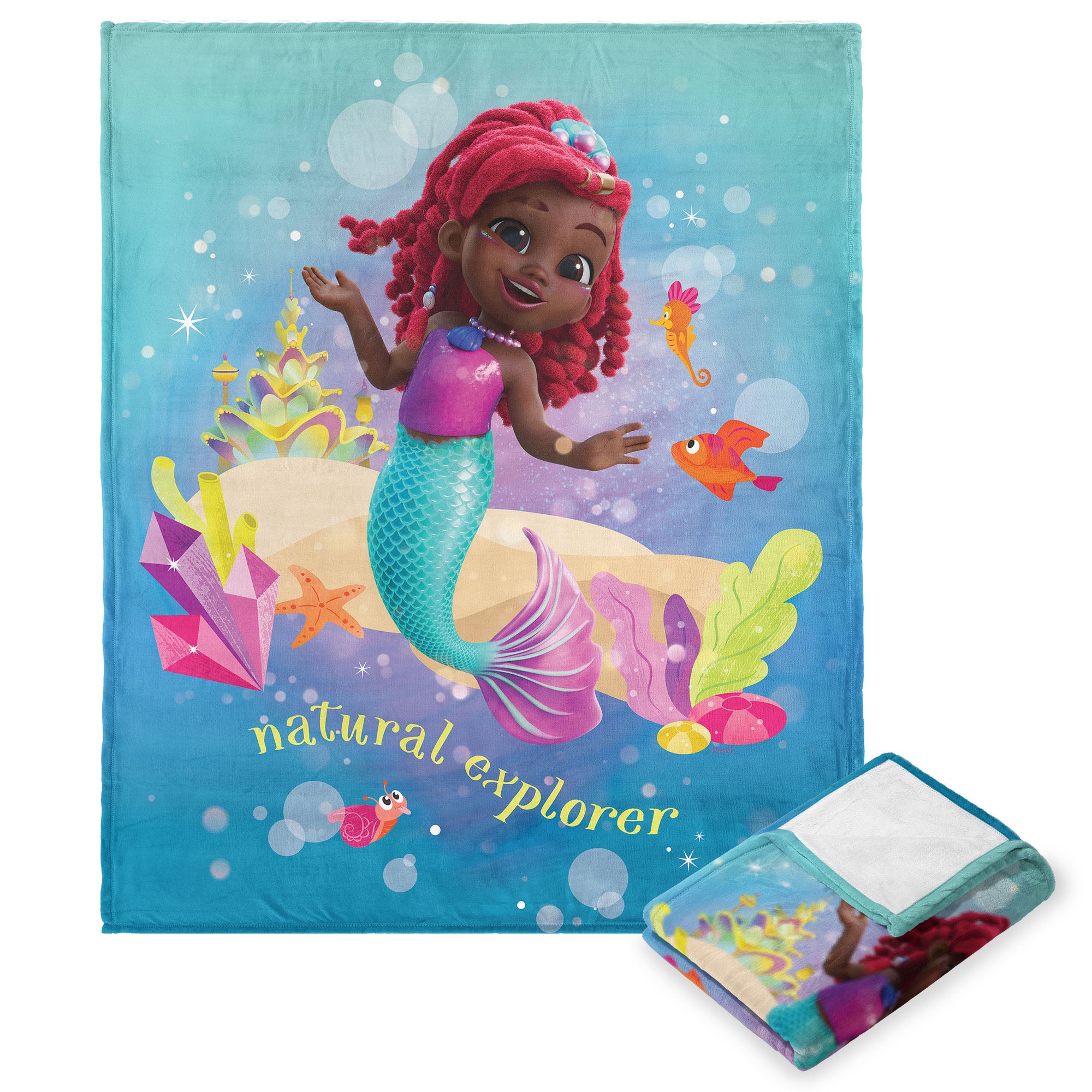 Disney The Little Mermaid Natural Explorer Silk Touch Throw Blanket 40X50 Inches