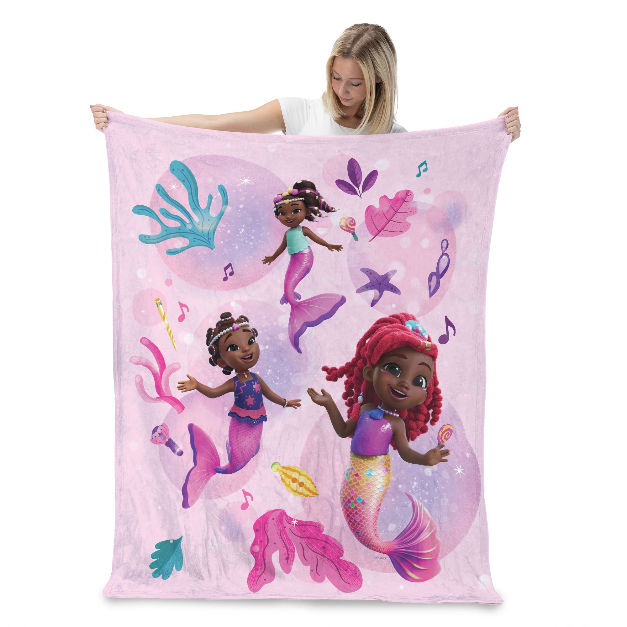 Disney The Little Mermaid Pink Mermaids Silk Touch Throw Blanket 40X50 Inches