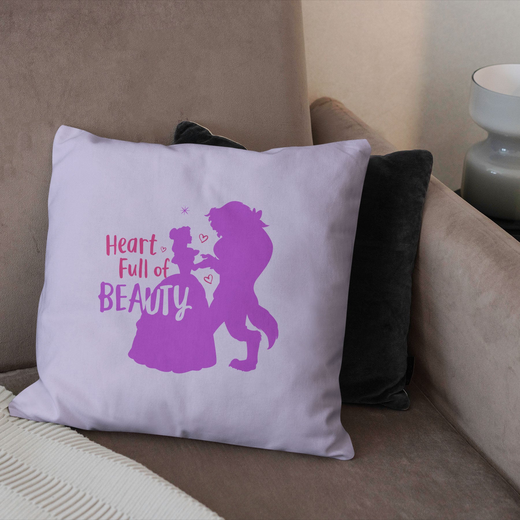 Disney Princesses Beauty and The Beast Full Of Beauty Throw Pillow 18x18 Inches