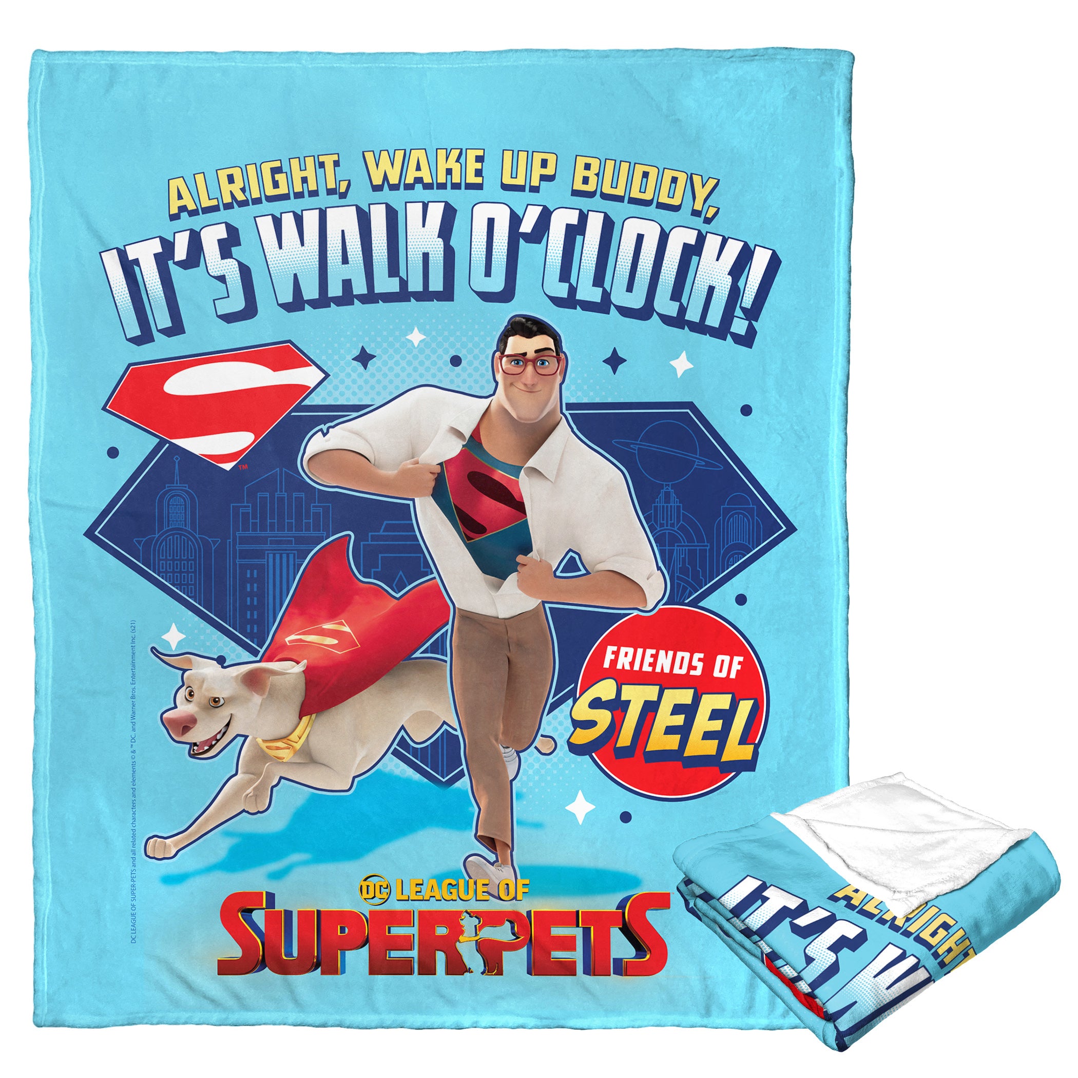 Warner Bros. Superpets Walk O Clock Silk Touch Throw Blanket 50x60 Inches