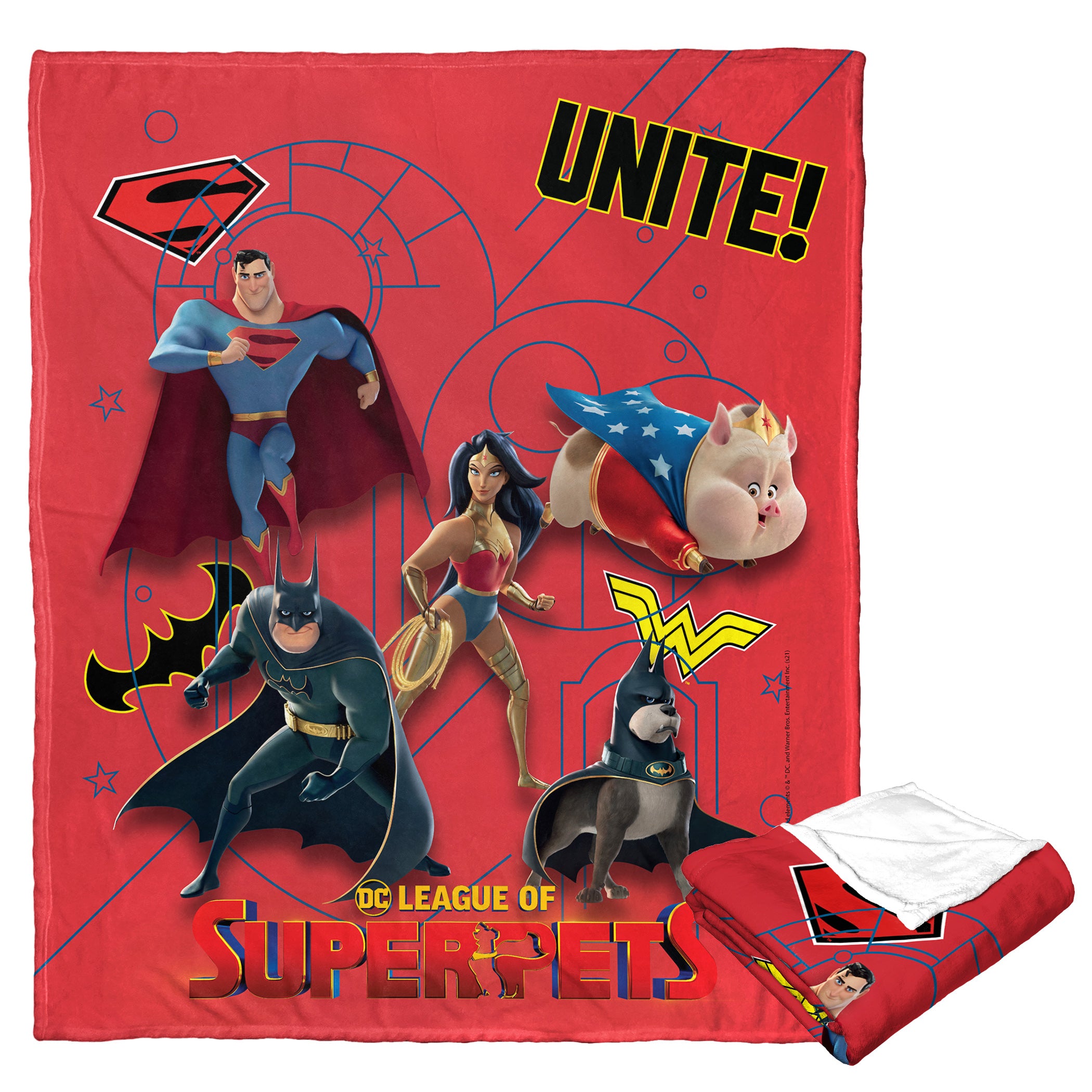 Warner Bros. Superpets Super Pet Team Silk Touch Throw Blanket 50x60 Inches