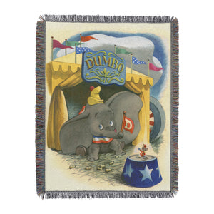 Disney Dumbo Traveling Dumbo Woven Tapestry Throw Blanket 48x60 Inches