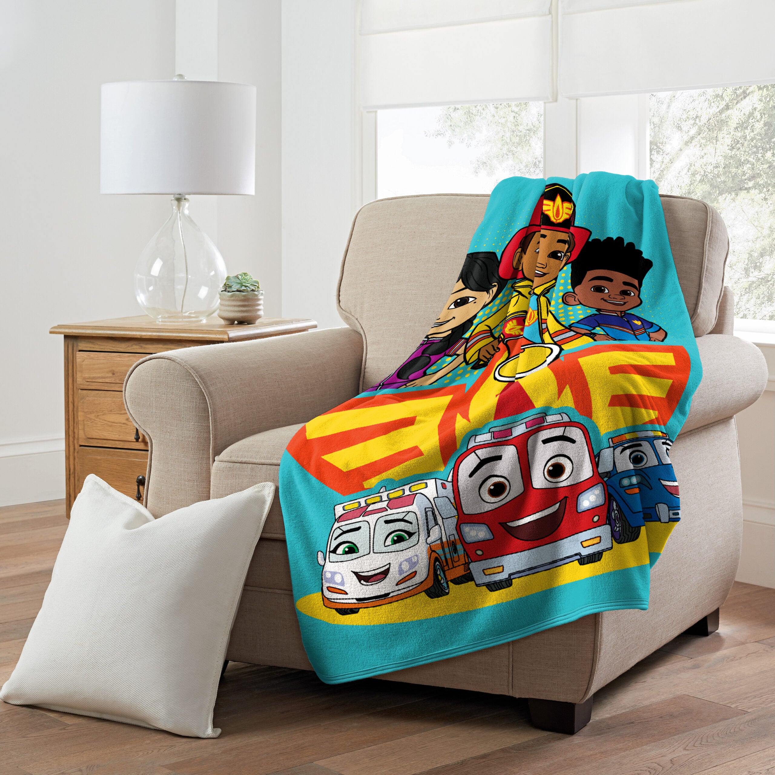 Disney Firebuds On The Move Micro Raschel Throw Blanket 46x60 Inches