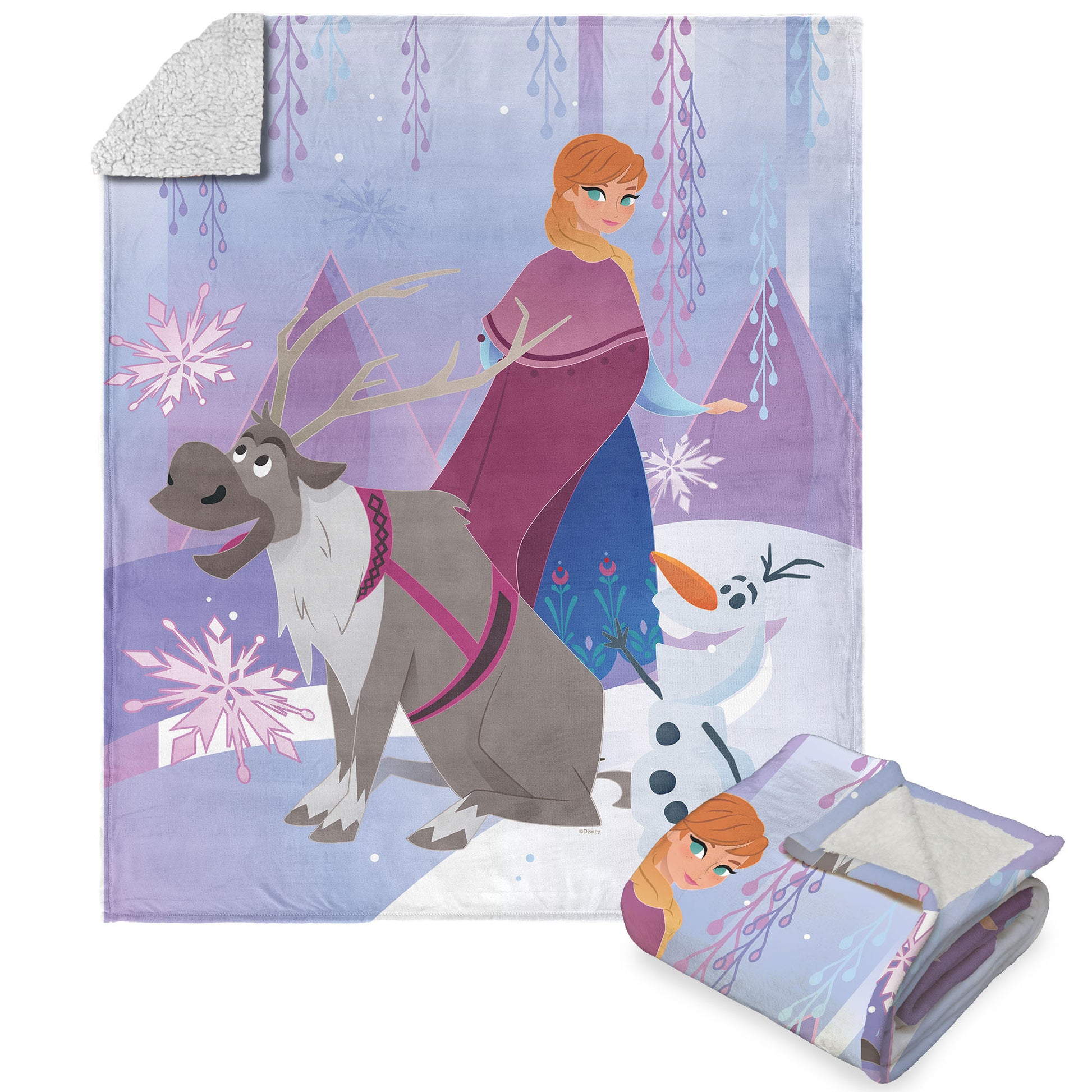 Disney Frozen Frozen Anna, Sven, And Olaf Silk Touch Sherpa Throw Blan