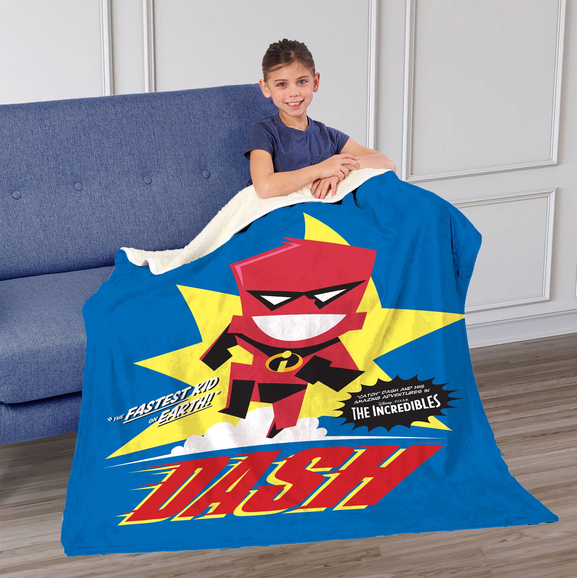 Disney Pixar The Incredibles Fastest Kid Silk Touch Sherpa Throw Blanket 50X60 Inches