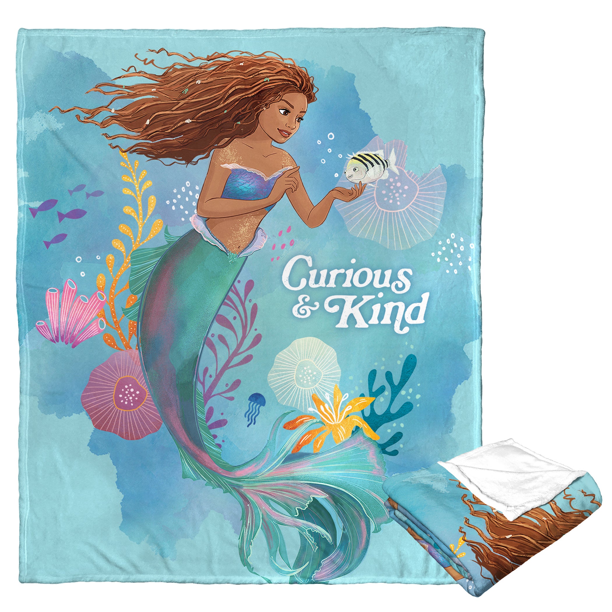 Disney Little Mermaid Curious And Kind Silk Touch Throw Blanket 50x60 Inches