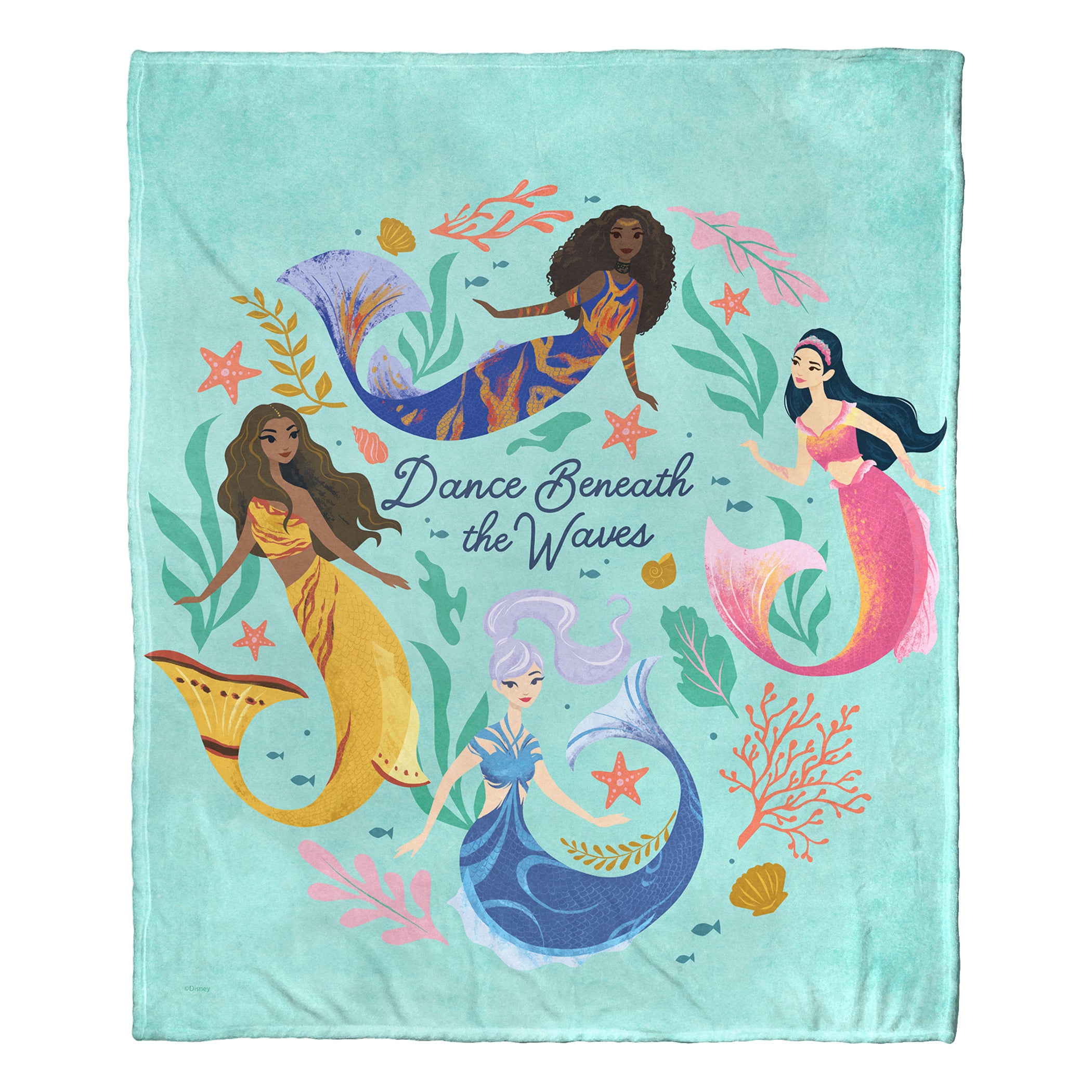 Disney Little Mermaid Dancing Mersisters Silk Touch Throw Blanket 50x60 Inches