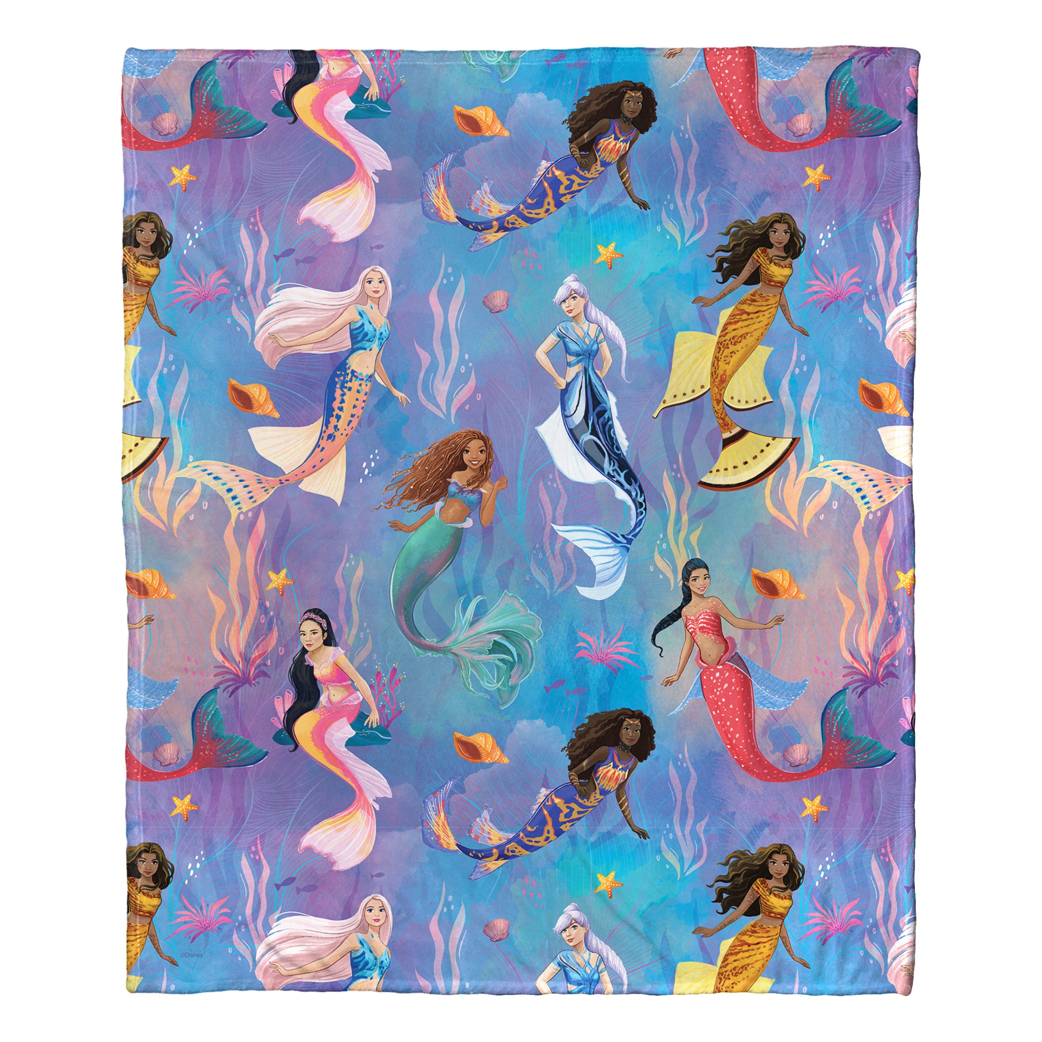 Disney Little Mermaid Daughters Triton Silk Touch Throw Blanket 50x60 Inches