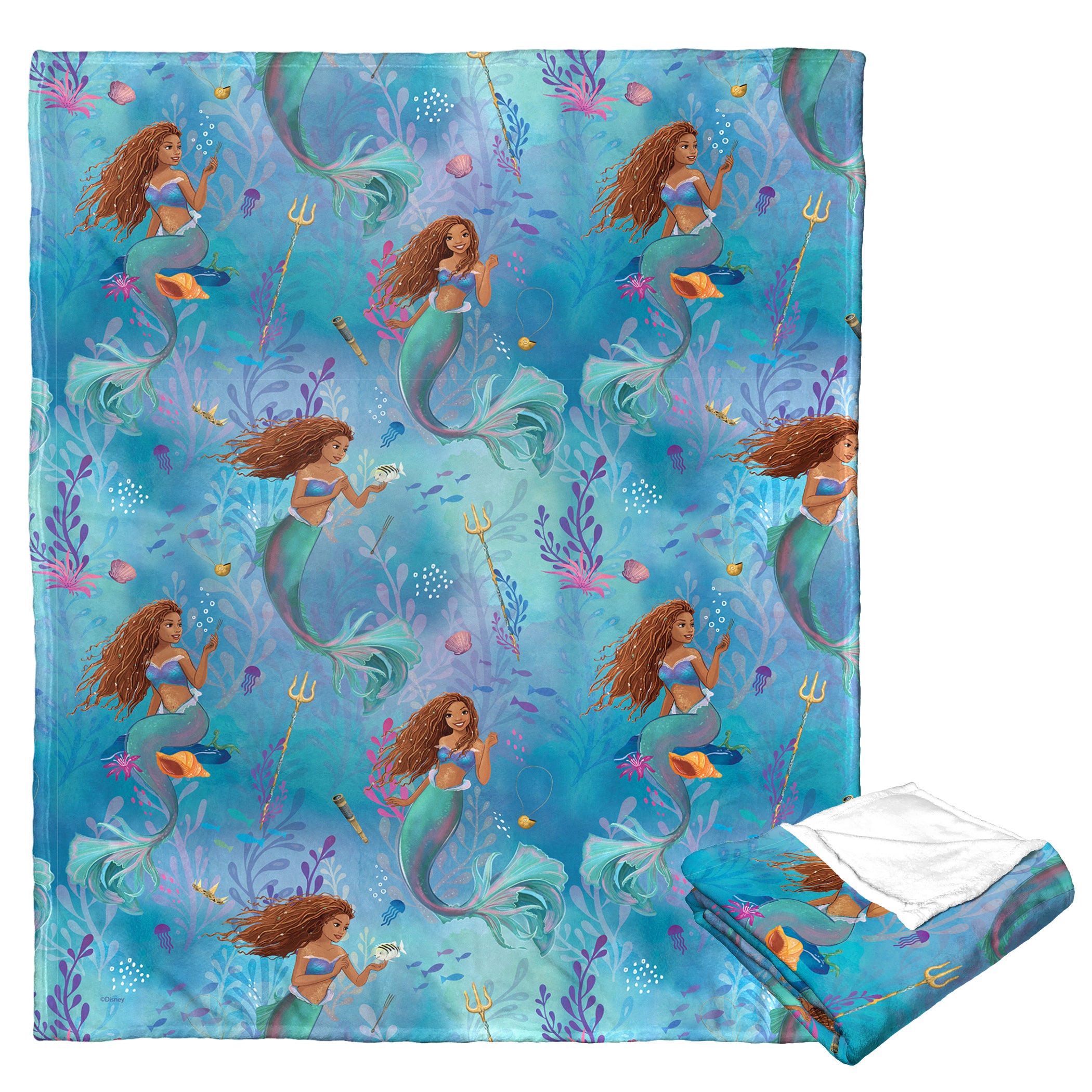 Disney Little Mermaid Ocean Adventures Silk Touch Throw Blanket 50x60 Inches