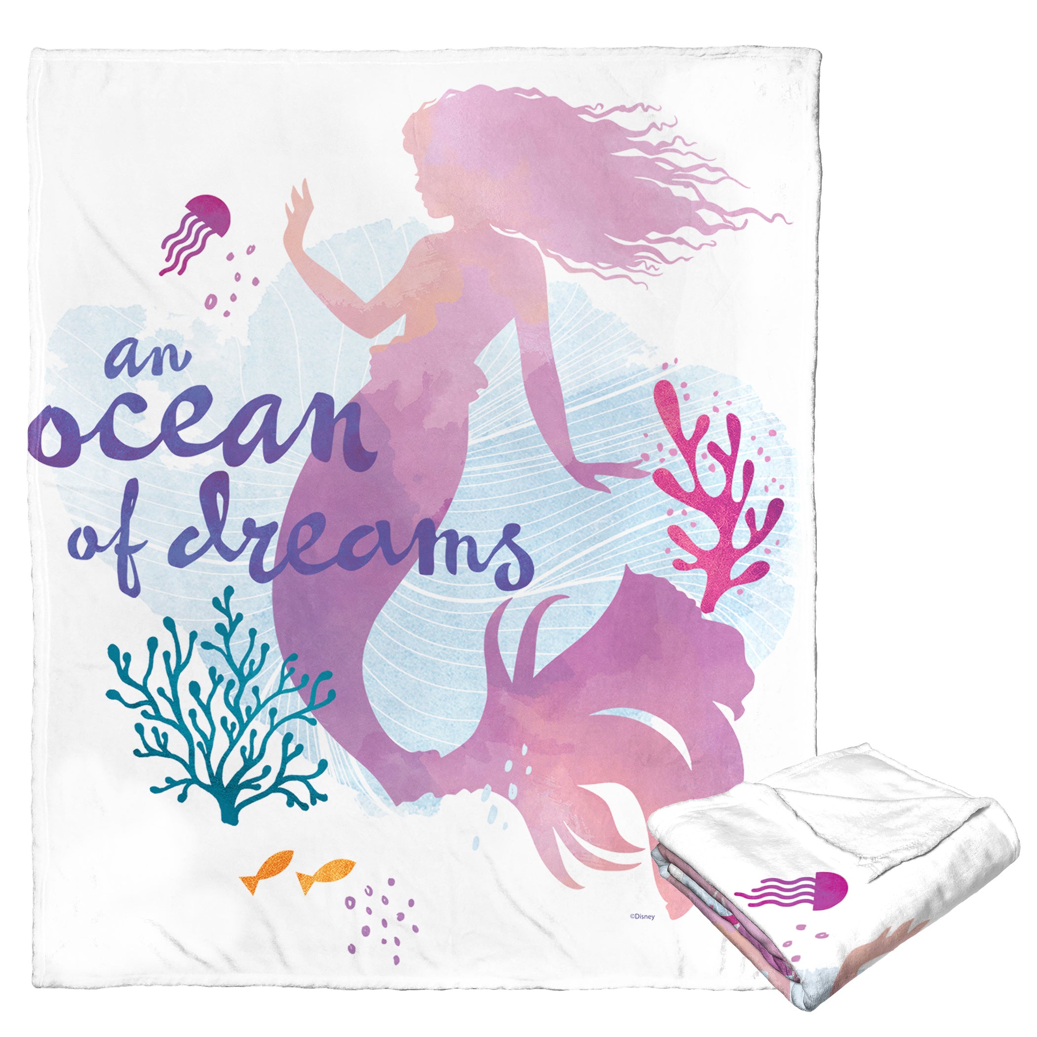 Disney Little Mermaid Ocean Of Dreams Silk Touch Throw Blanket 50x60 Inches