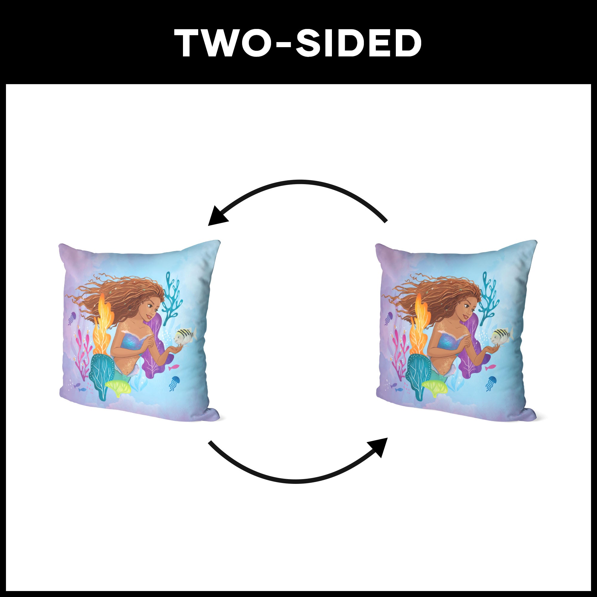 Disney Little Mermaid Fish Friends Throw Pillow 18x18 Inches