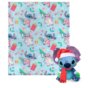 Lilo & Stitch Holiday Jammies Character Hugger Pillow & Silk Touch Throw Blanket Set 40x50 Inches