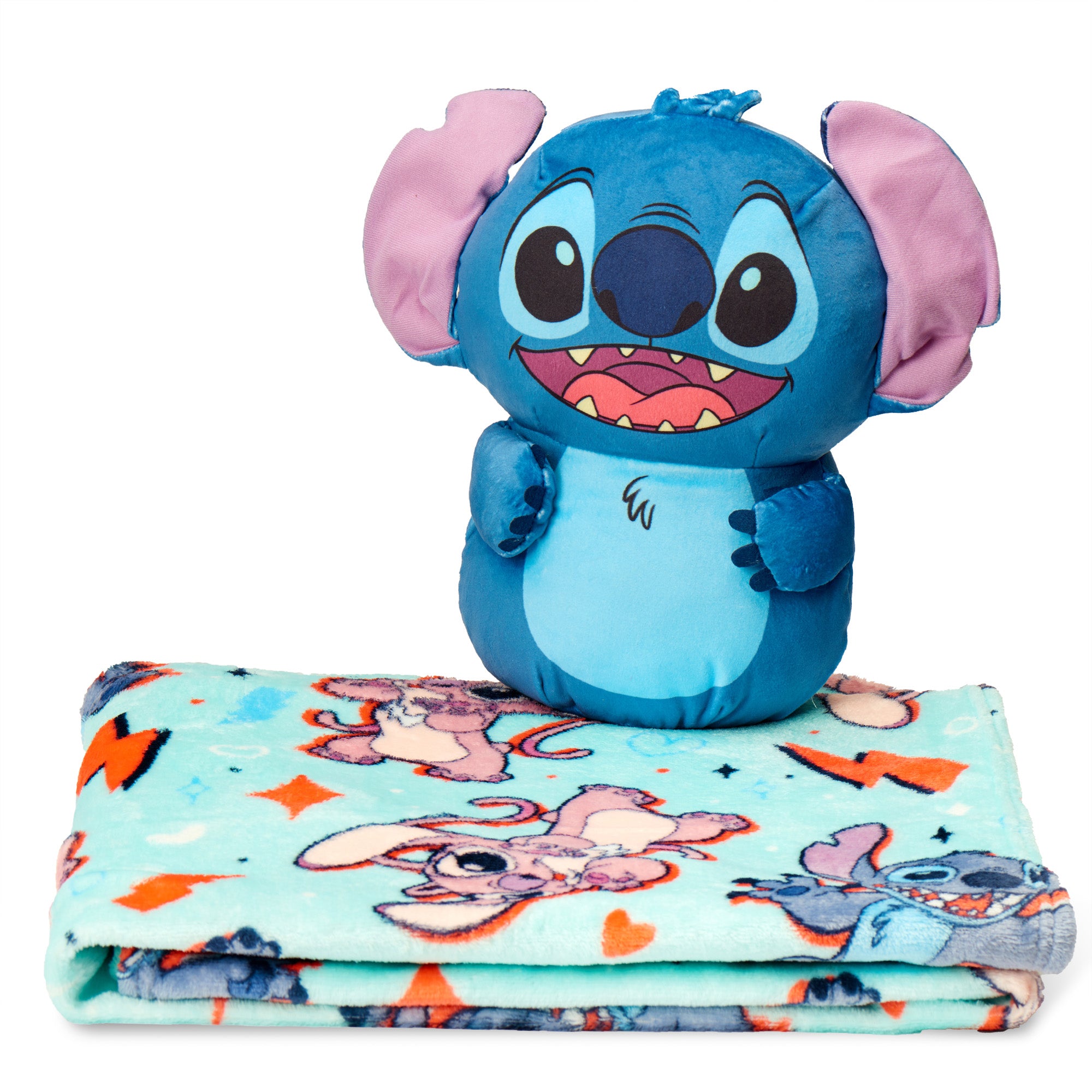 Disney Lilo and Stitch Squeezy Stitch Silk Touch Throw Blanket 50X60 inches and Hugger Set, 11 inches