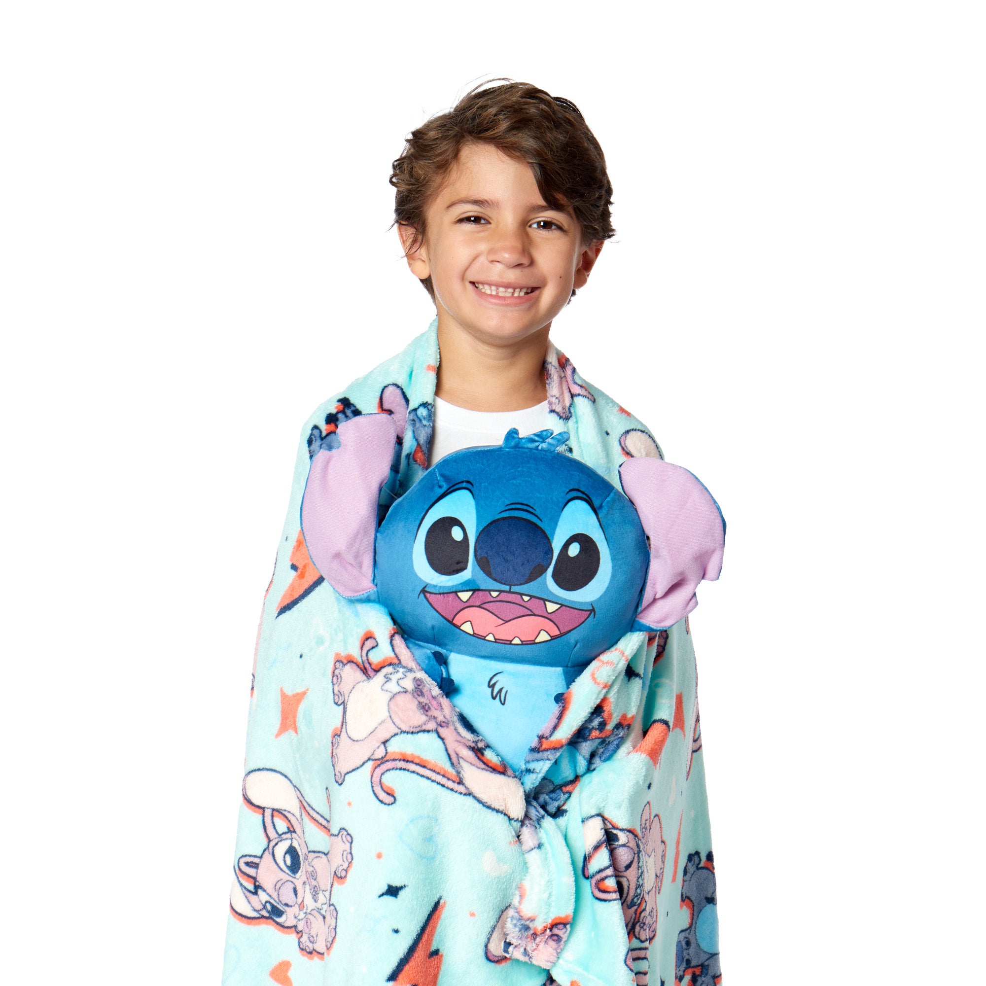 Disney Lilo and Stitch Squeezy Stitch Silk Touch Throw Blanket 50X60 inches and Hugger Set, 11 inches