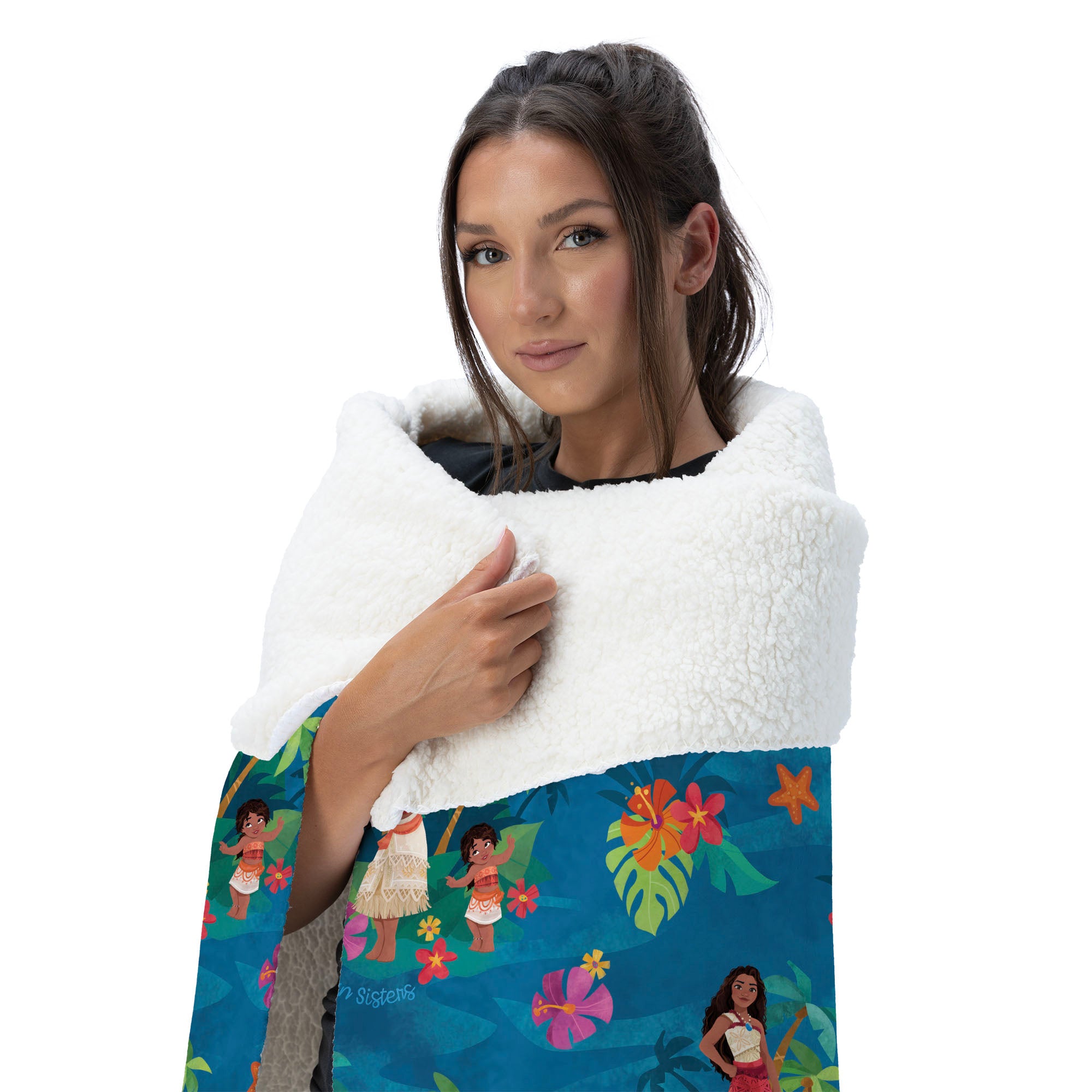 Disney Moana 2 Moana Simea Pattern Silk Touch Sherpa Throw Blanket 50X60 Inches