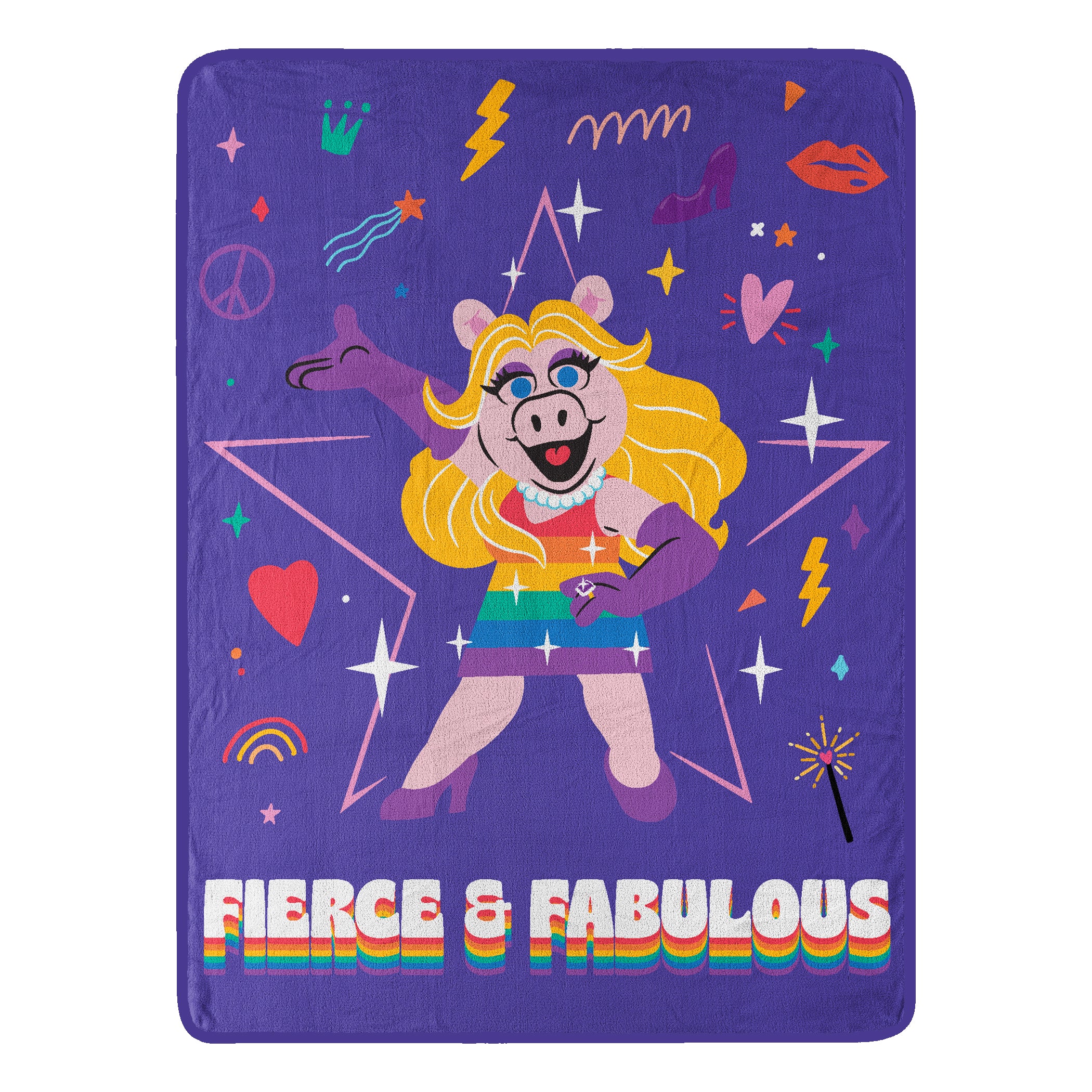 Disney Muppets Fierce And Fab Micro Raschel Throw Blanket 46x60 Inches