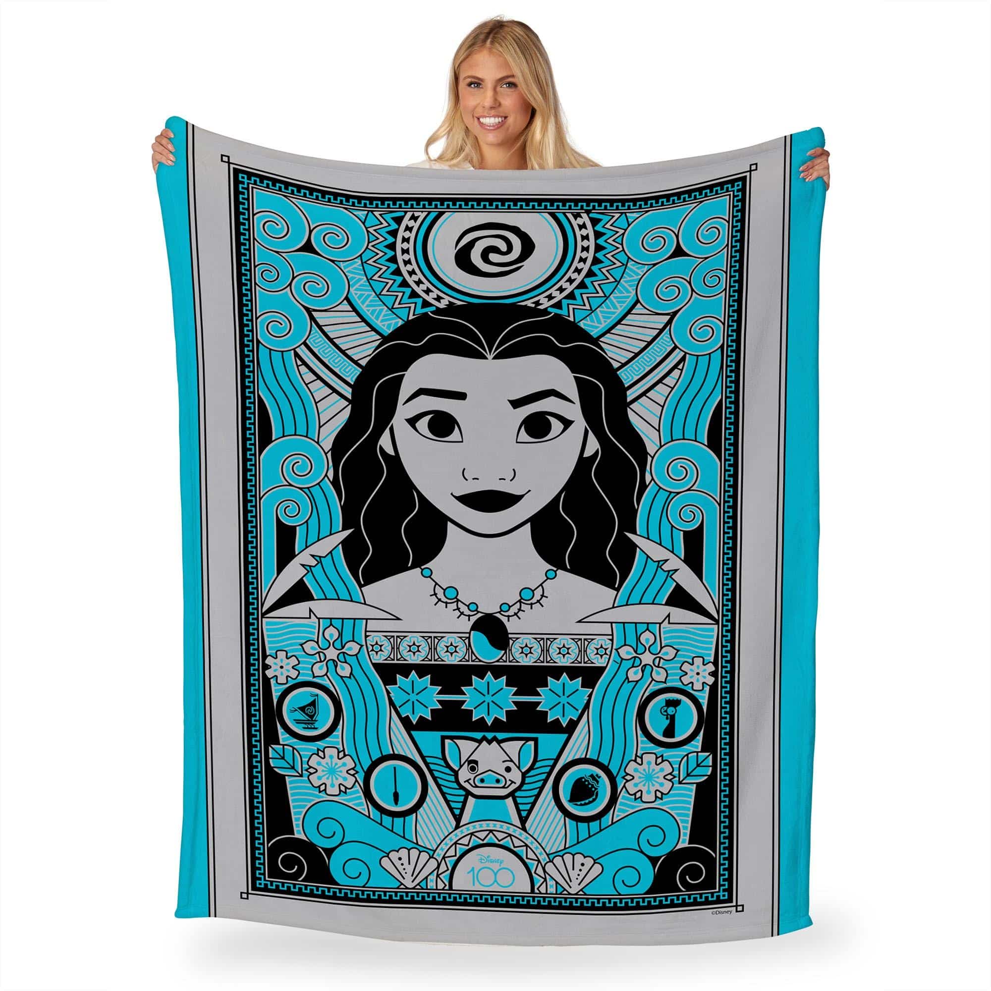 Disney D100 Art Deco Moana Silk Touch Throw Blanket 60x80 Inches