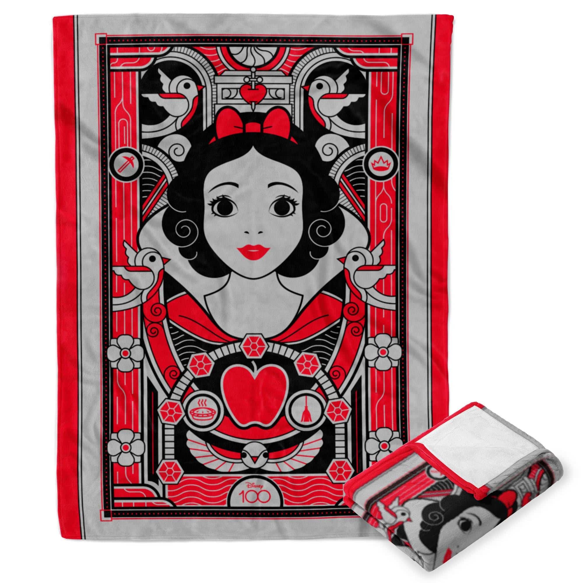 Disney D100 Art Deco Snow White Silk Touch Throw Blanket 60x80 Inches