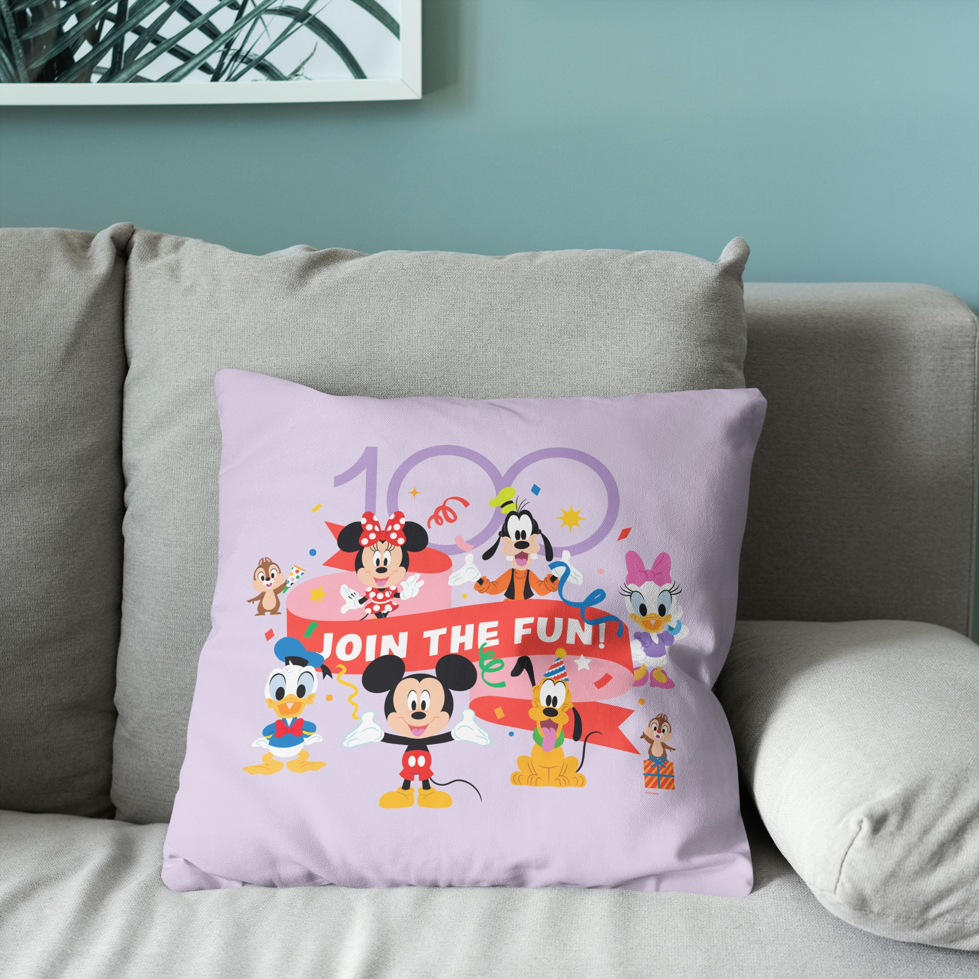 Disney D100 Join The Fun Throw Pillow 18x18 Inches