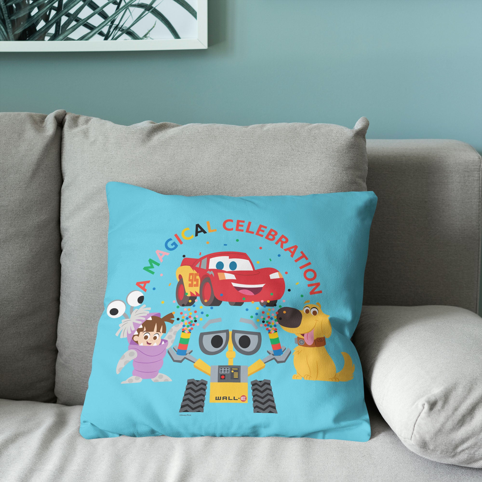 Disney D100 Magical Celebration Pixar Group Throw Pillow 18x18 Inches