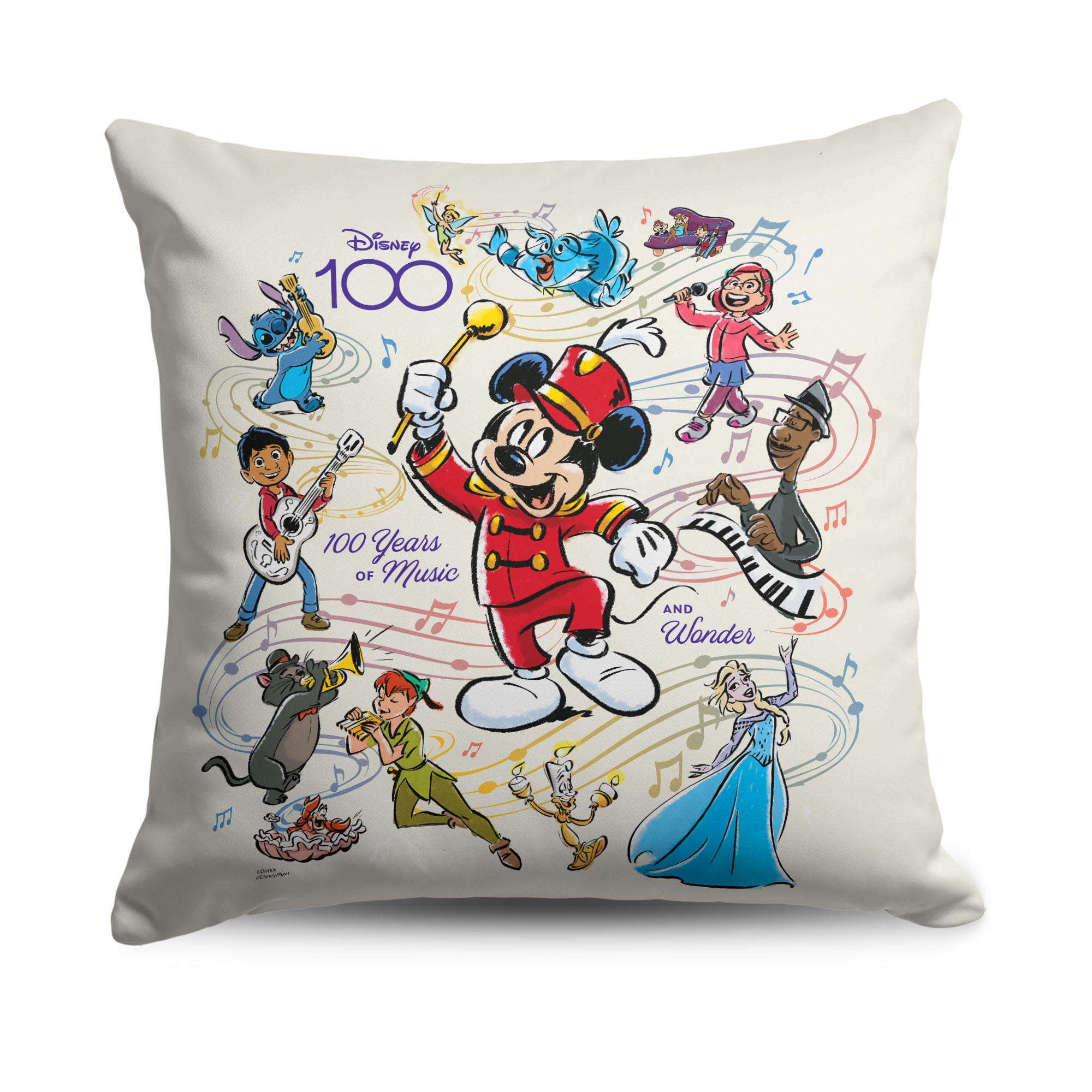 Disney D100 Rainbow Tunes Throw Pillow 18x18 Inches