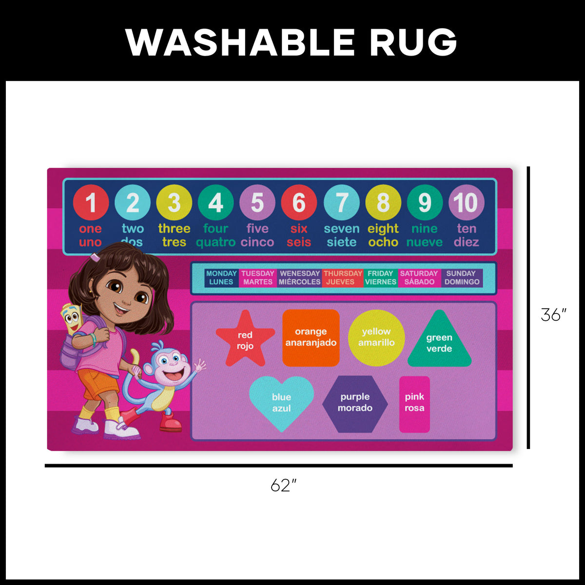 Dora Rug Nickelodeon Dora the Explorer Vamanos Washable Rug 36x62 inches