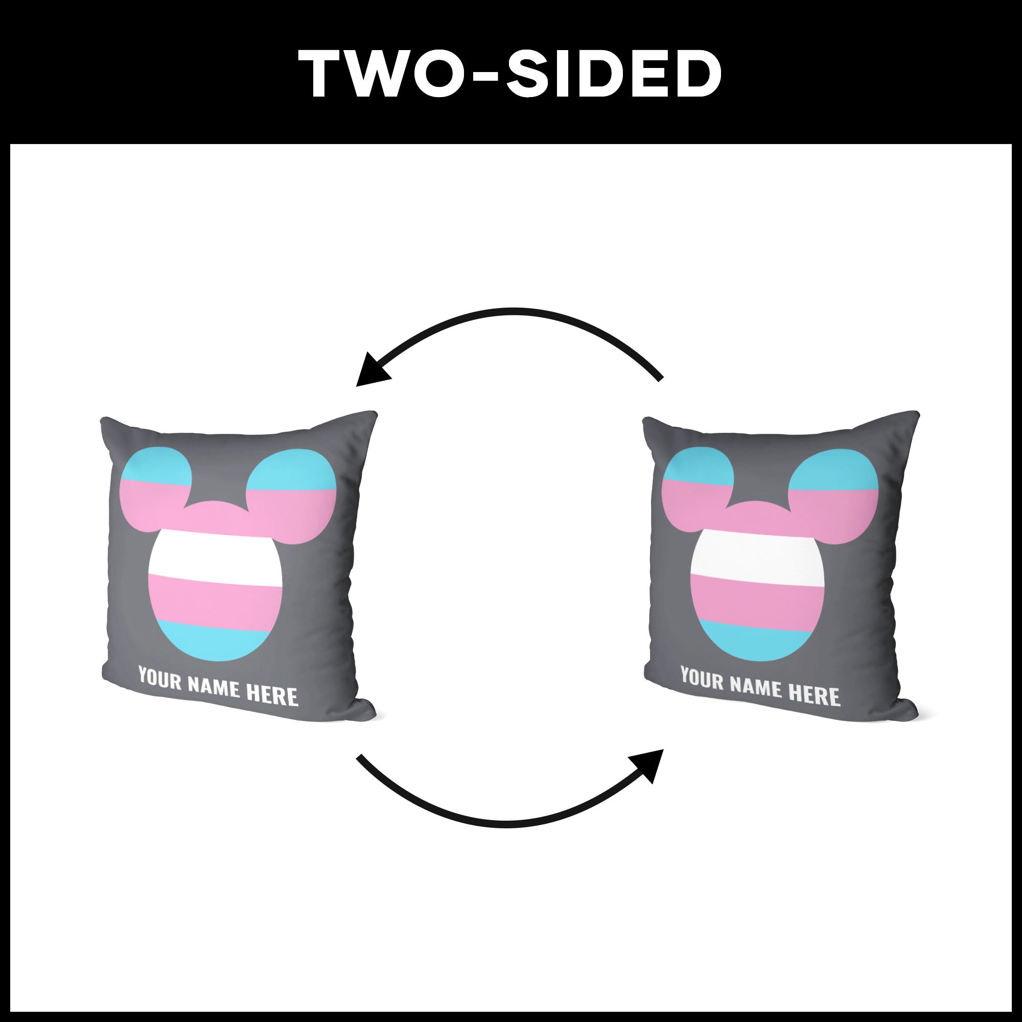 Disney Pride Trans Flag Mickey Personalized Throw Pillow 18x18 Inches