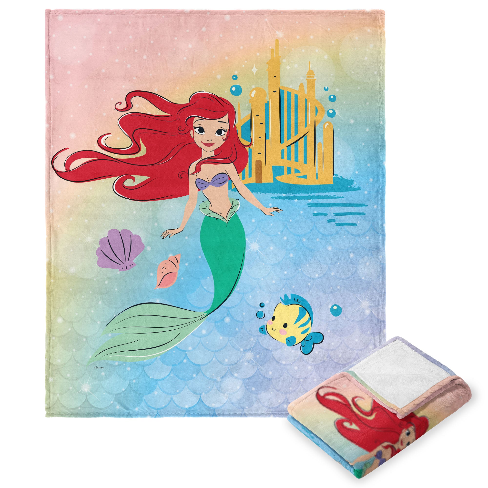 Disney Princesses Heart of A Princess Mermaid Shine Silk Touch Throw Blanket 50x60 Inches