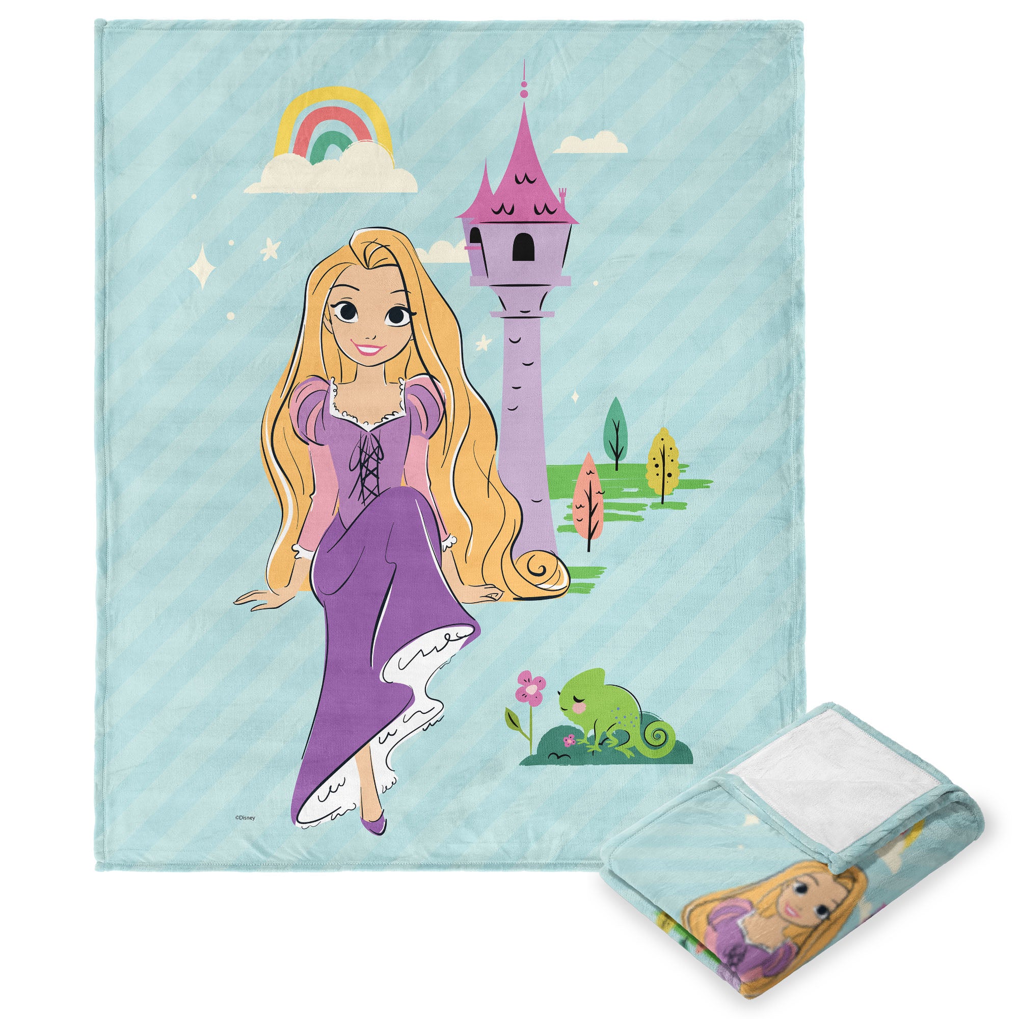 Disney Princesses Heart of A Princess Tower Stripes Silk Touch Throw Blanket 50x60 Inches